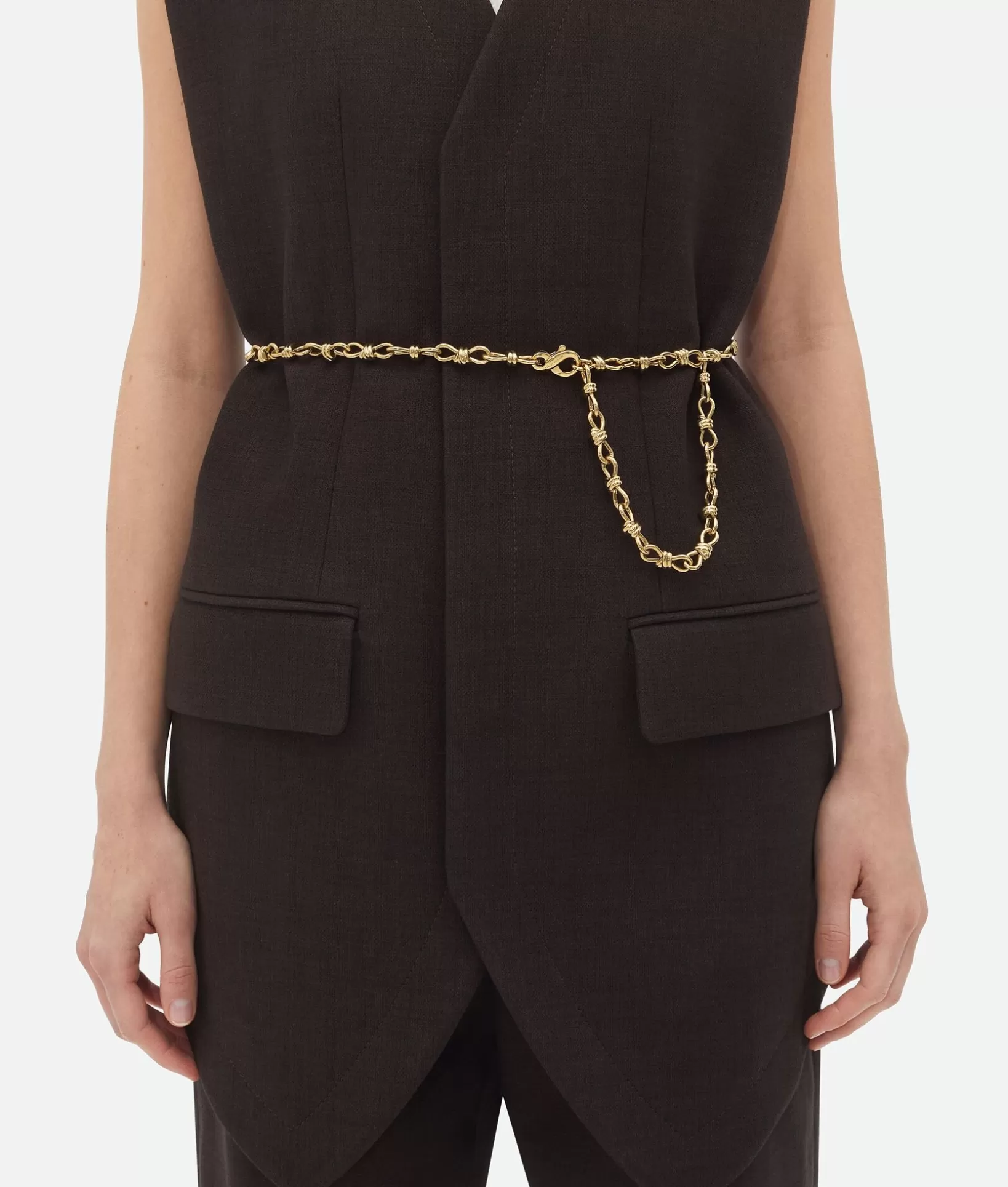 Belts>Bottega Veneta Andiamo Chain Belt Muse brass