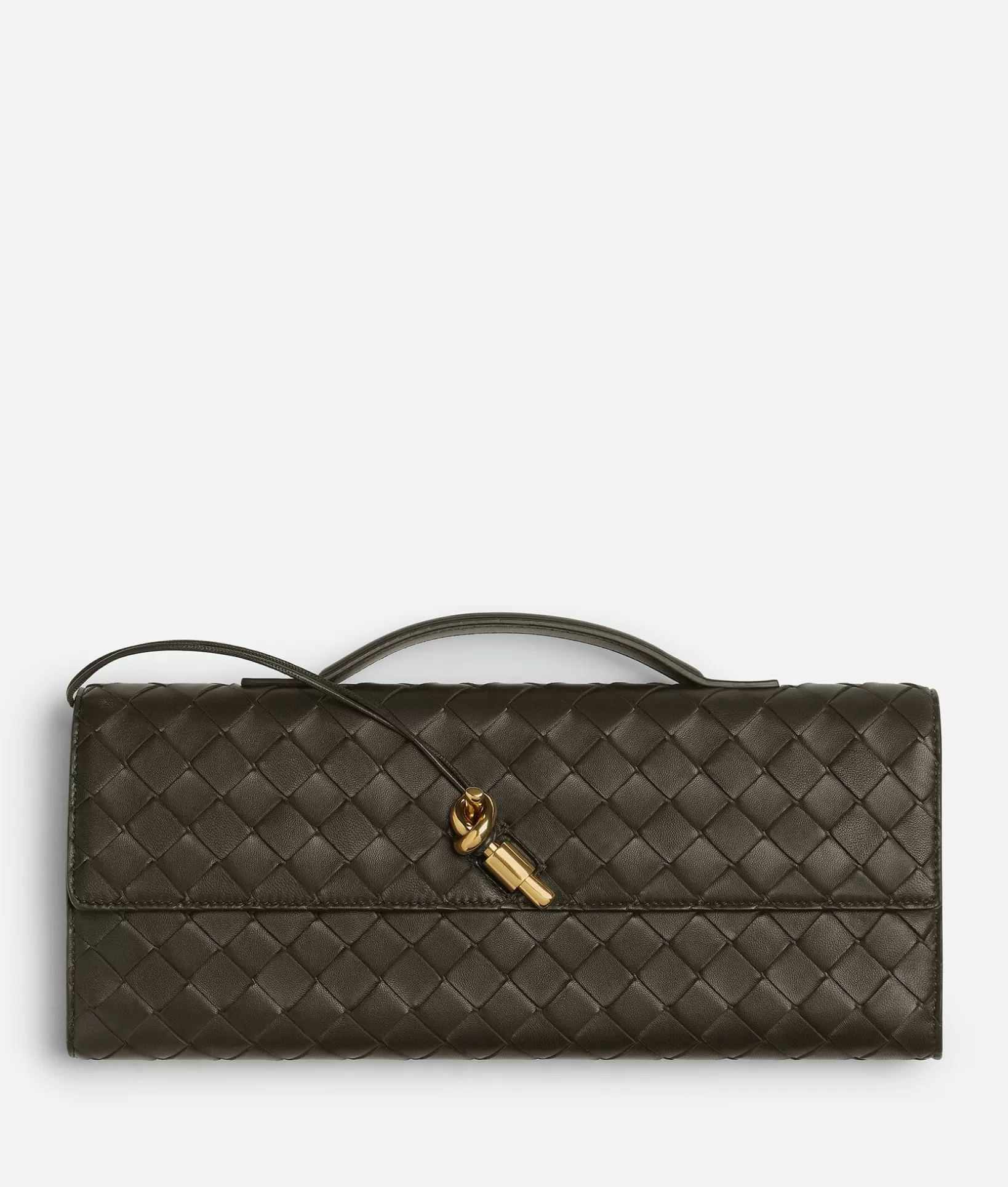 Clutch | Handle>Bottega Veneta Andiamo Clutch Kaki