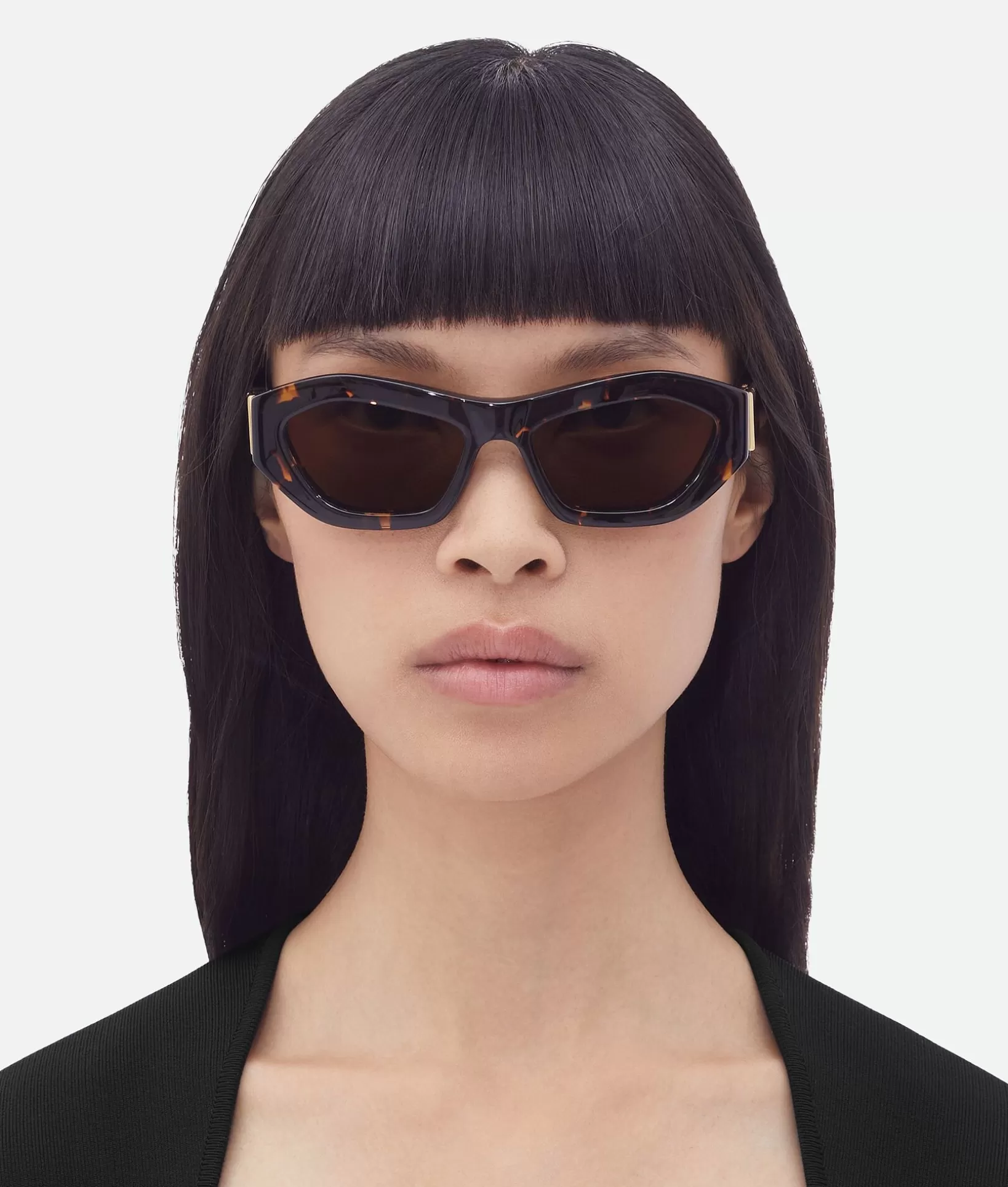 Sunglasses | Sunglasses>Bottega Veneta Angle Hexagonal Sunglasses Havana / Brown