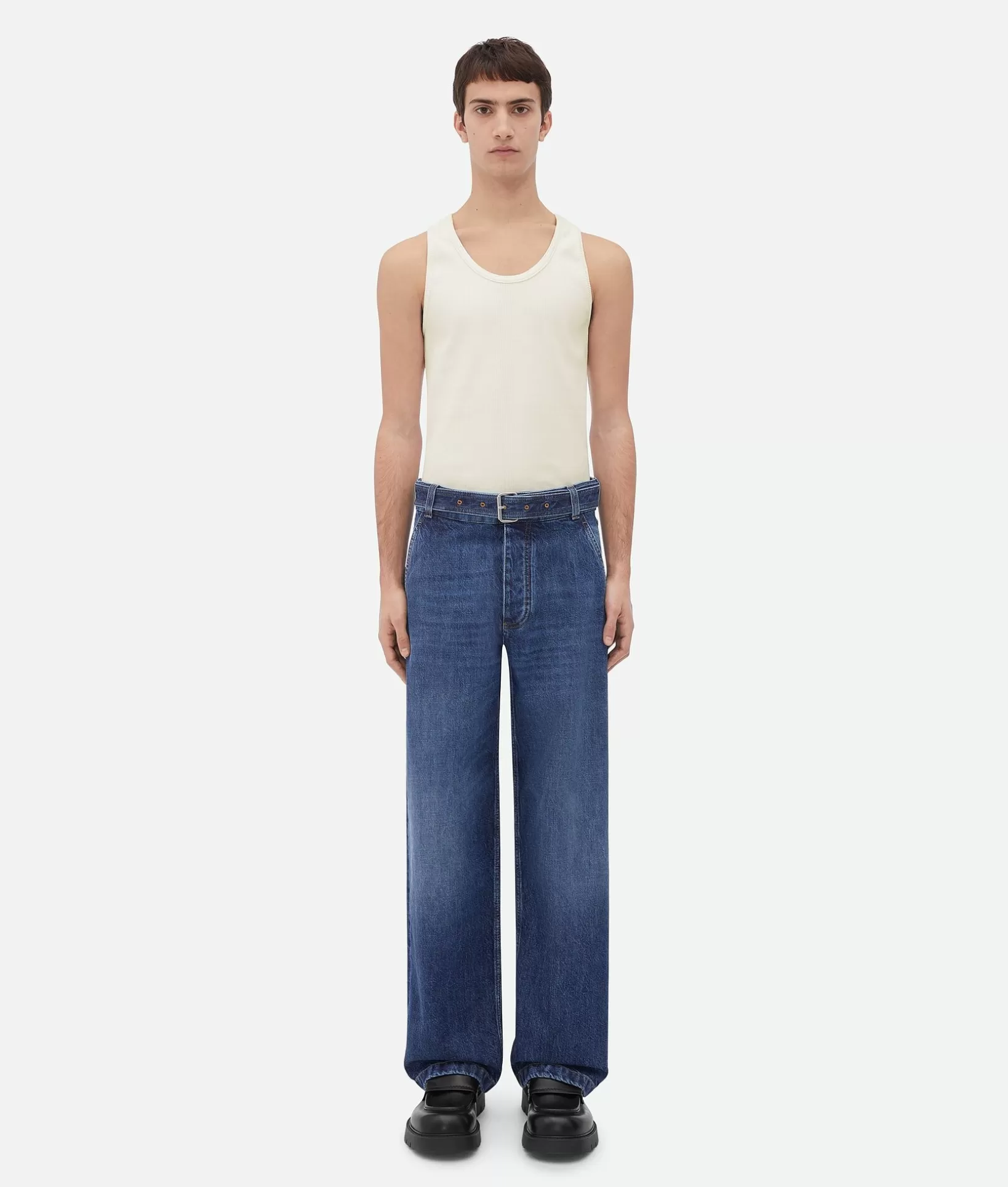 Denim | Trousers And Shorts>Bottega Veneta Belted Cargo Denim Mid blue