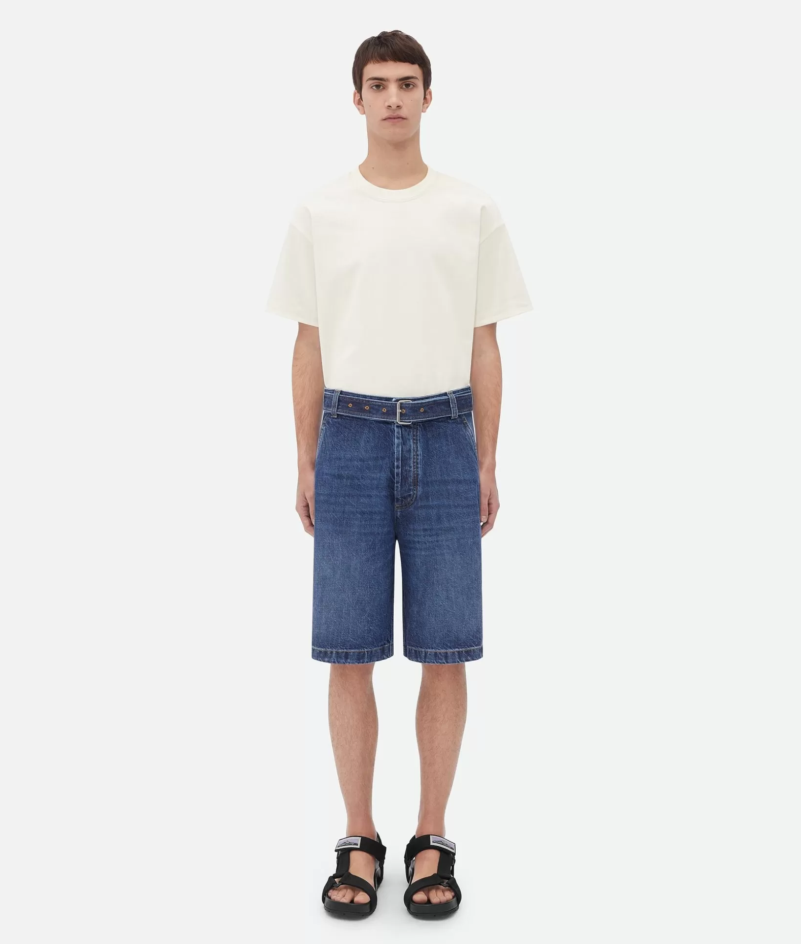 Denim | Trousers And Shorts>Bottega Veneta Belted Denim Shorts Mid blue