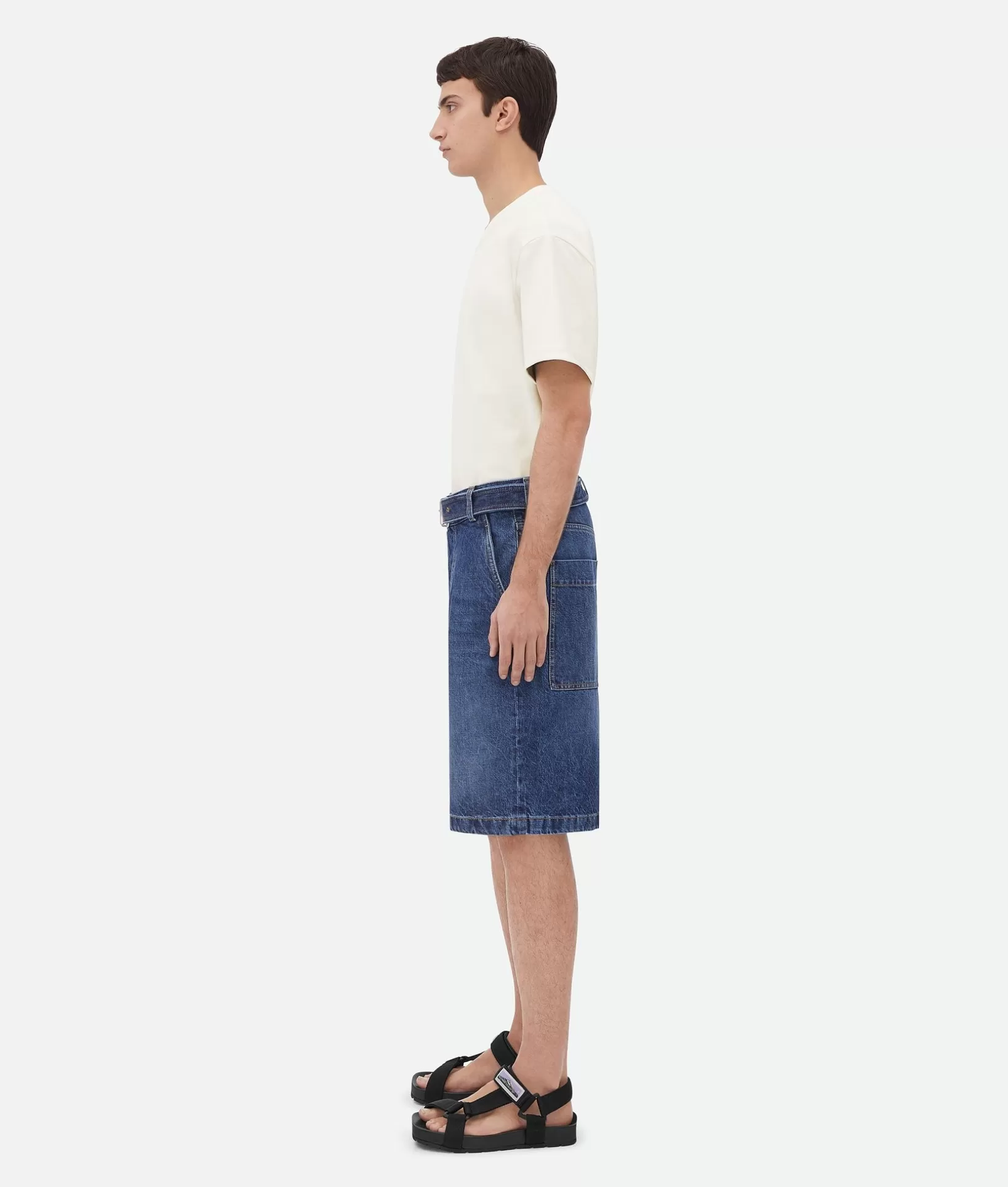 Denim | Trousers And Shorts>Bottega Veneta Belted Denim Shorts Mid blue