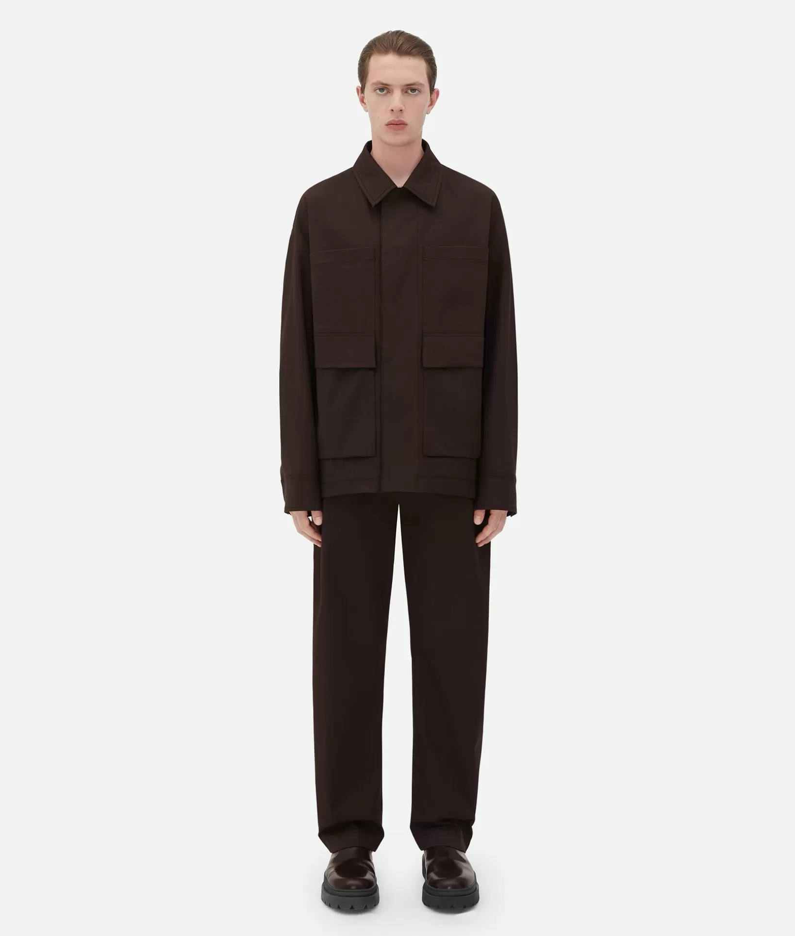 Jackets>Bottega Veneta Bicolor Stretch Cotton Parka Fondant