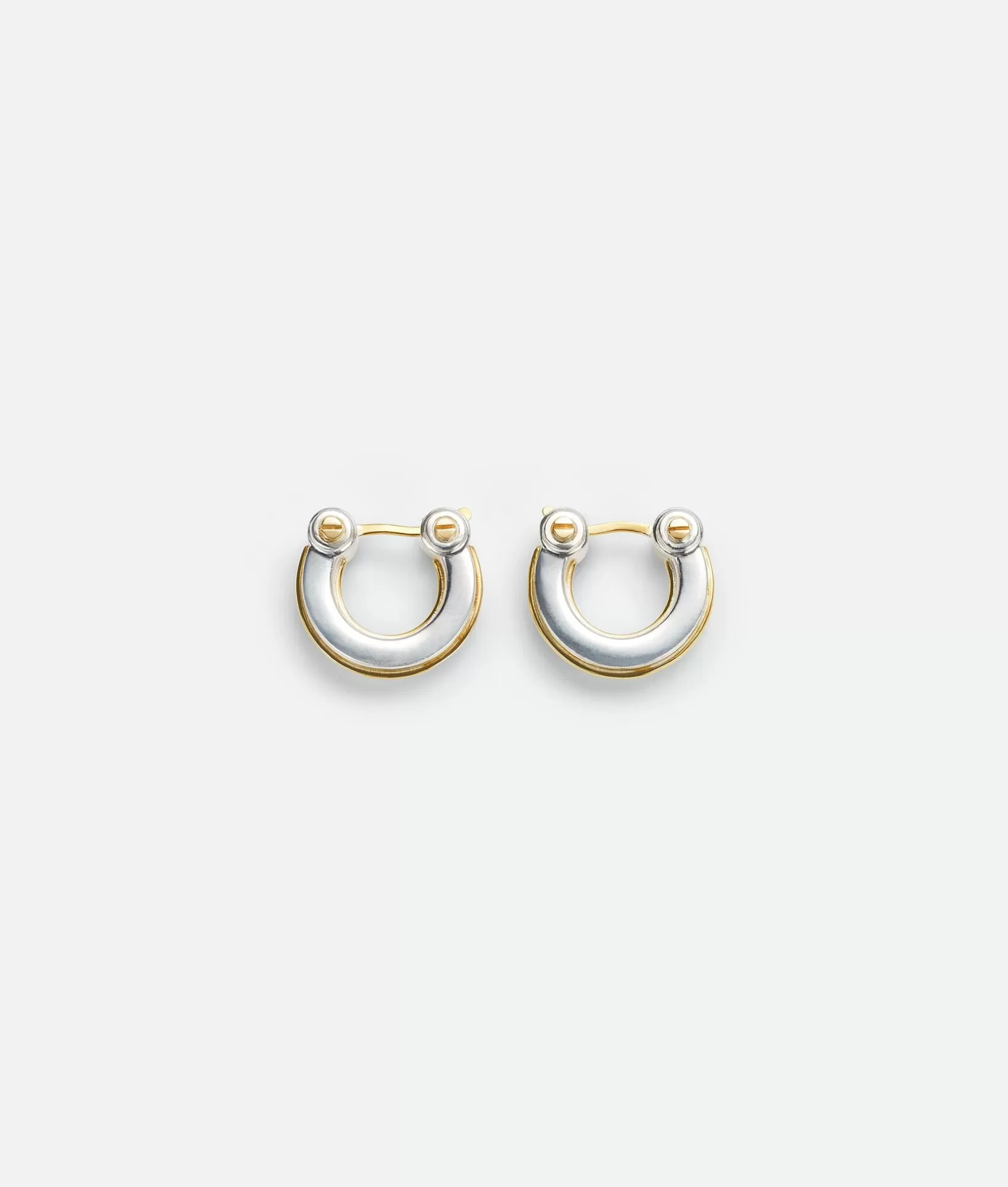 Earrings>Bottega Veneta Bolt Hoop Earrings Silver/yellow gold