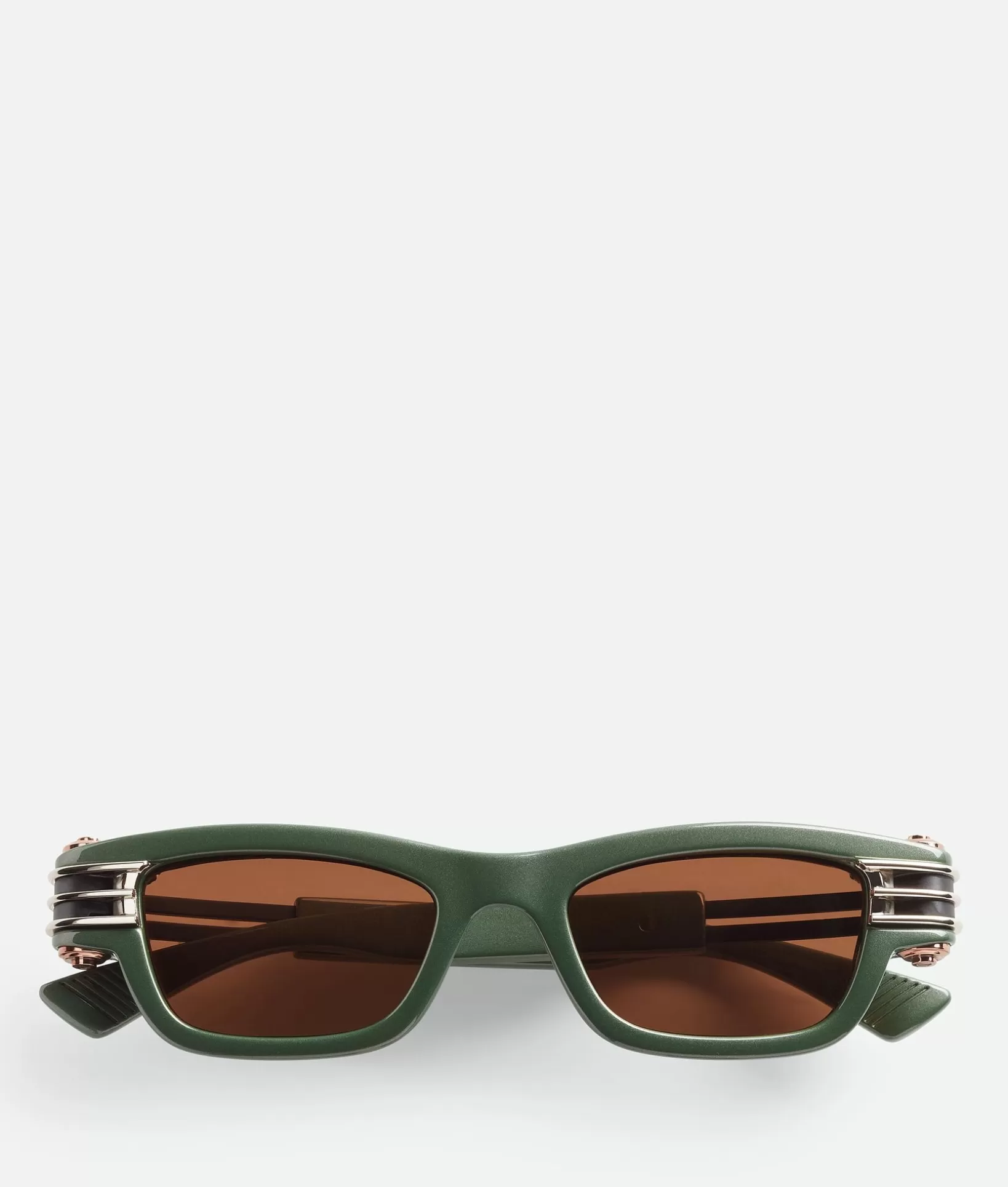 Sunglasses | Sunglasses>Bottega Veneta Bolt Squared Sunglasses Green/copper