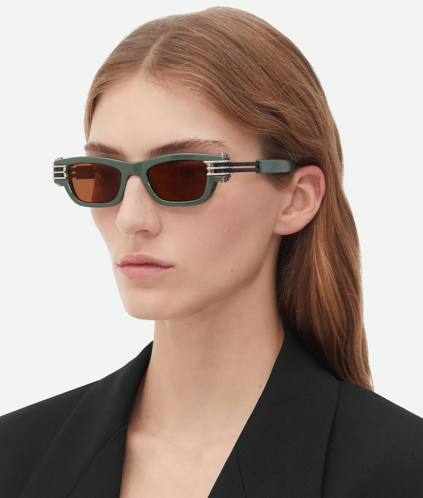 Sunglasses | Sunglasses>Bottega Veneta Bolt Squared Sunglasses Green/copper