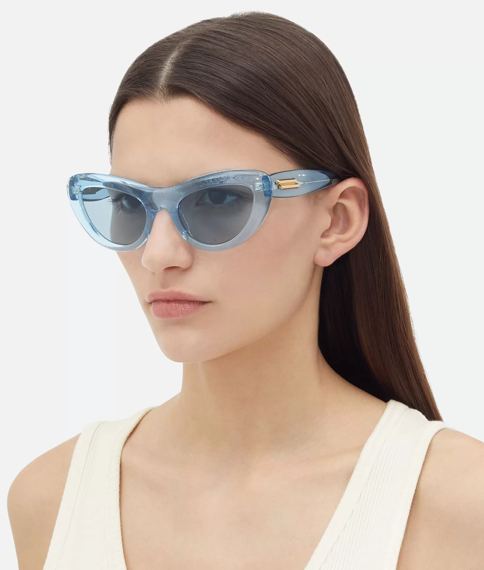 Sunglasses>Bottega Veneta Bombe Cat Eye Sunglasses Light blue/blue