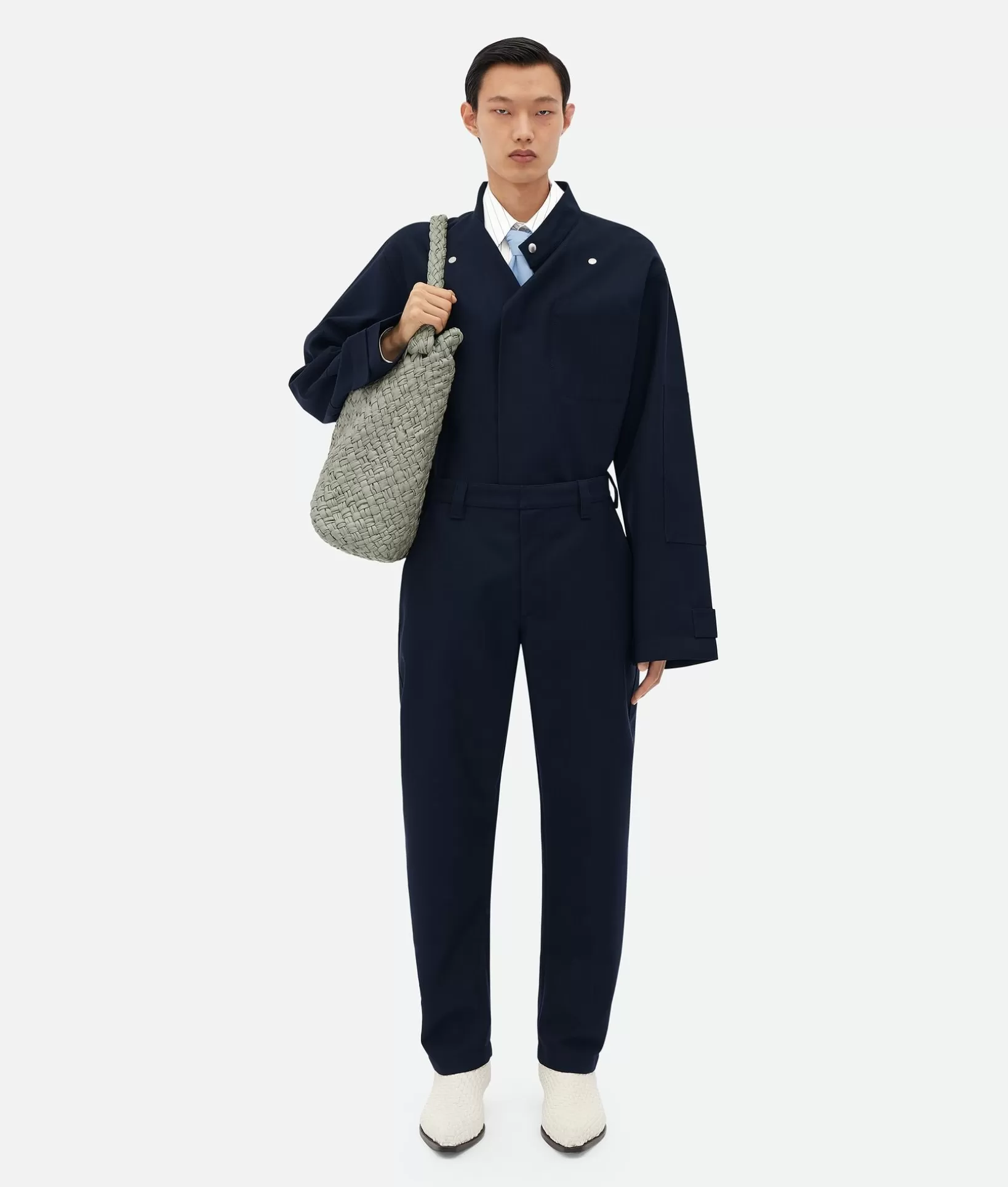 Jackets>Bottega Veneta Bonded Wool And Cotton Jacket Navy / Black