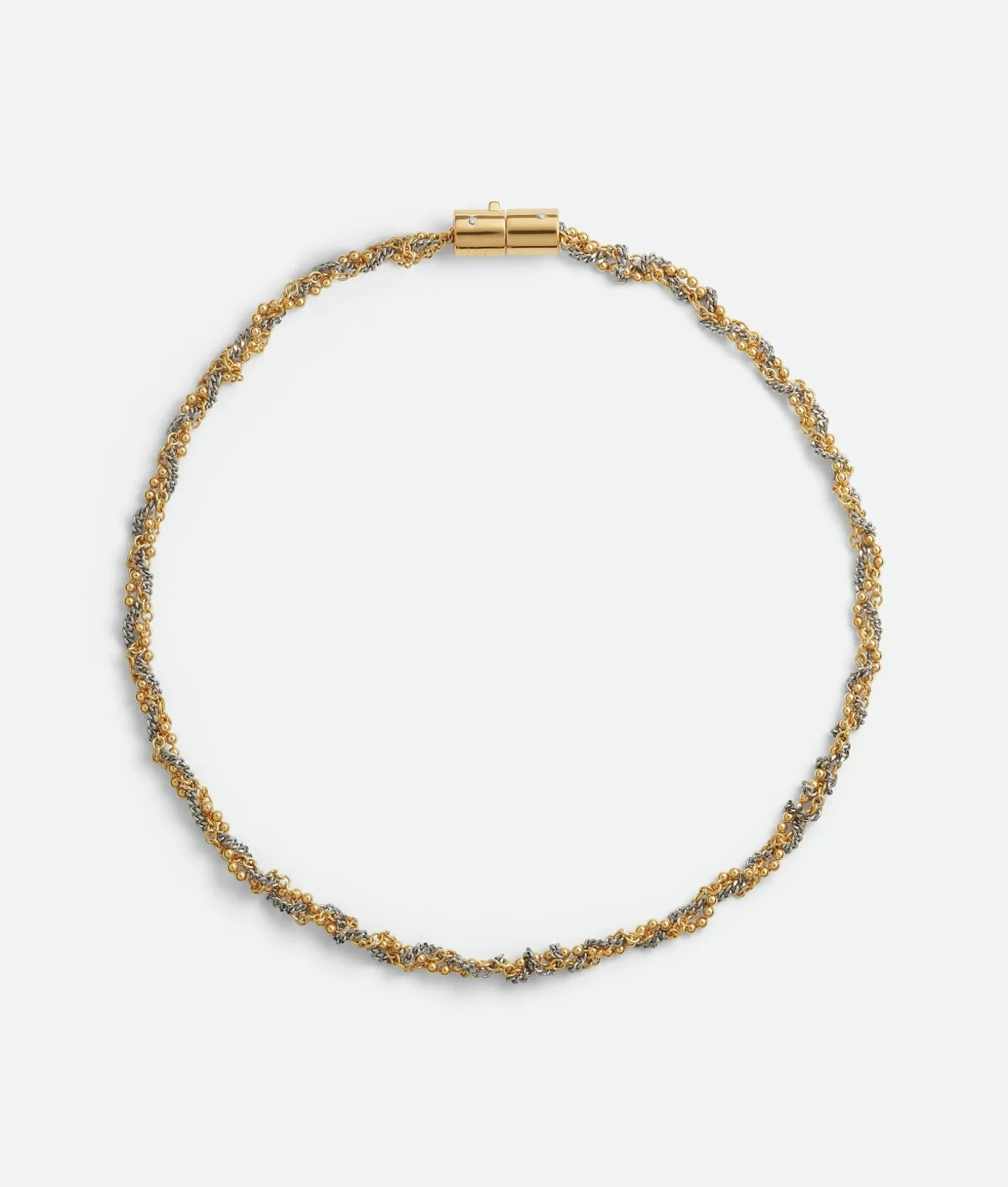 Necklaces>Bottega Veneta Braid Necklace Silver/yellow gold