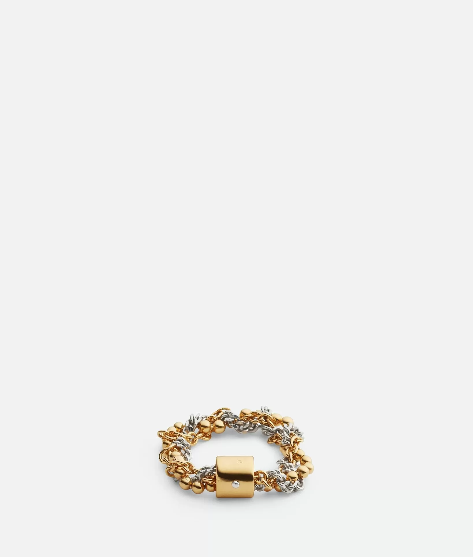 Rings>Bottega Veneta Braid Ring Silver/yellow gold