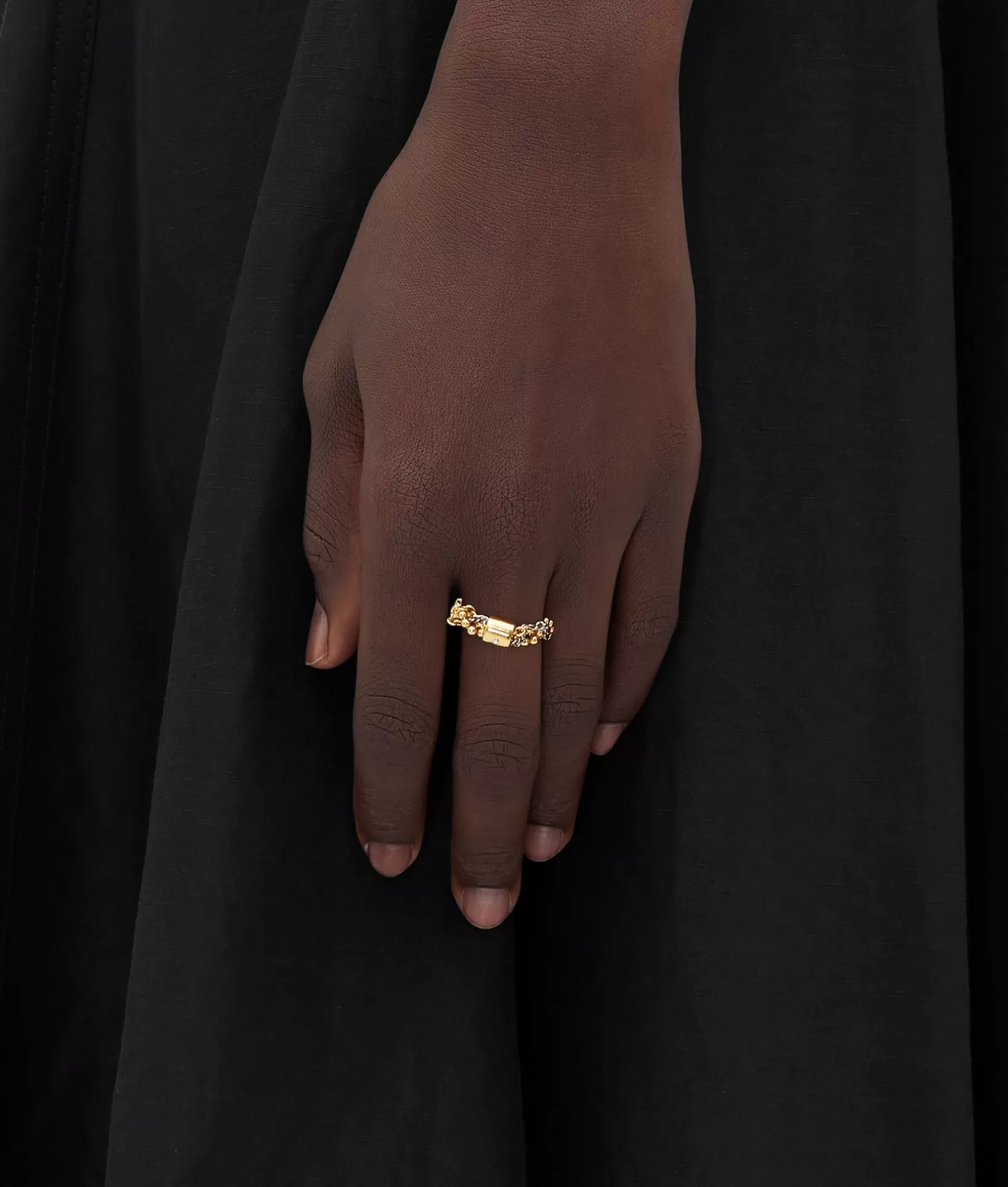 Rings>Bottega Veneta Braid Ring Silver/yellow gold