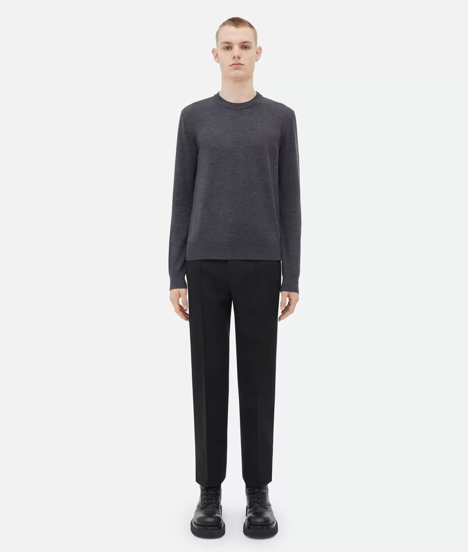 Knitwear>Bottega Veneta Bv Embroidery Wool Jumper Grey melange