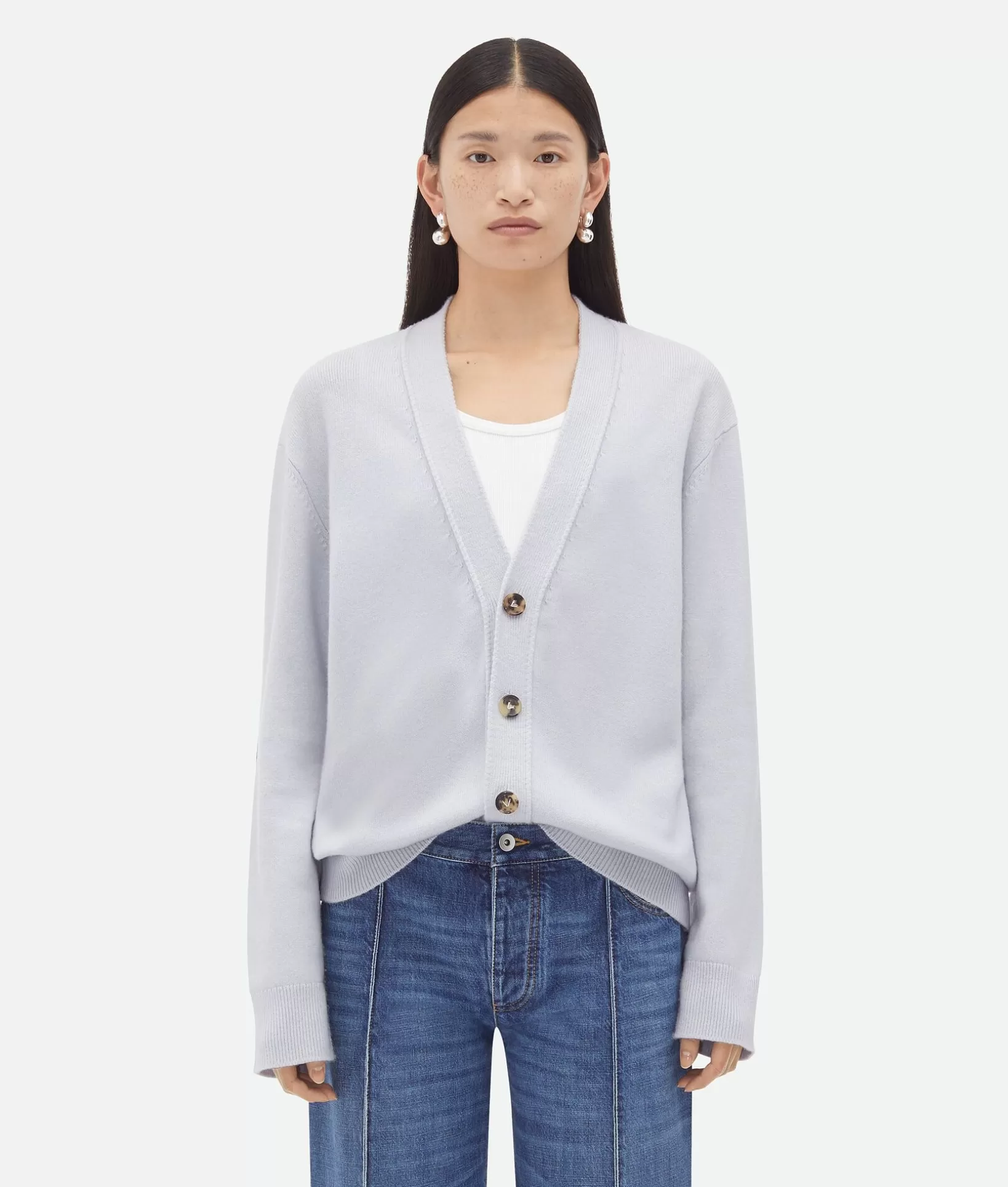 Knitwear>Bottega Veneta Cashmere Cardigan Morning mist