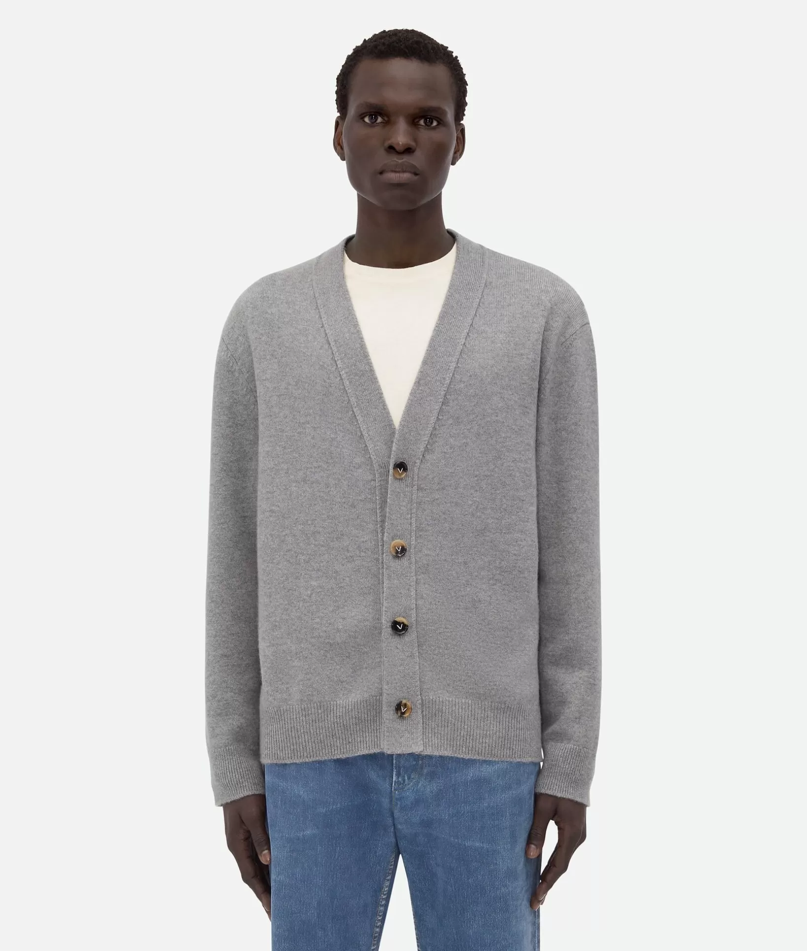 Knitwear>Bottega Veneta Cashmere Cardigan Light grey melange