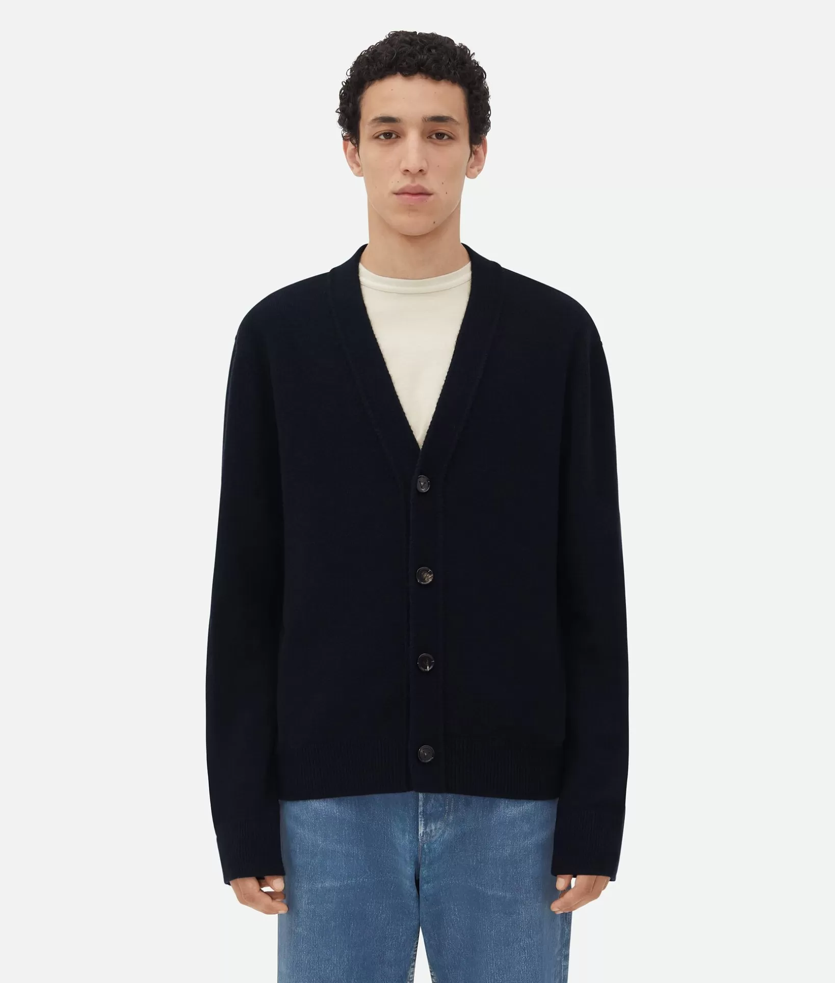 Knitwear>Bottega Veneta Cashmere Cardigan Navy