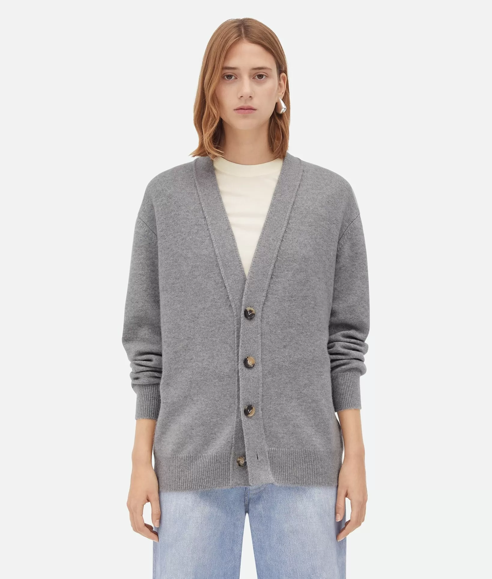 Knitwear>Bottega Veneta Cashmere Cardigan Light grey melange