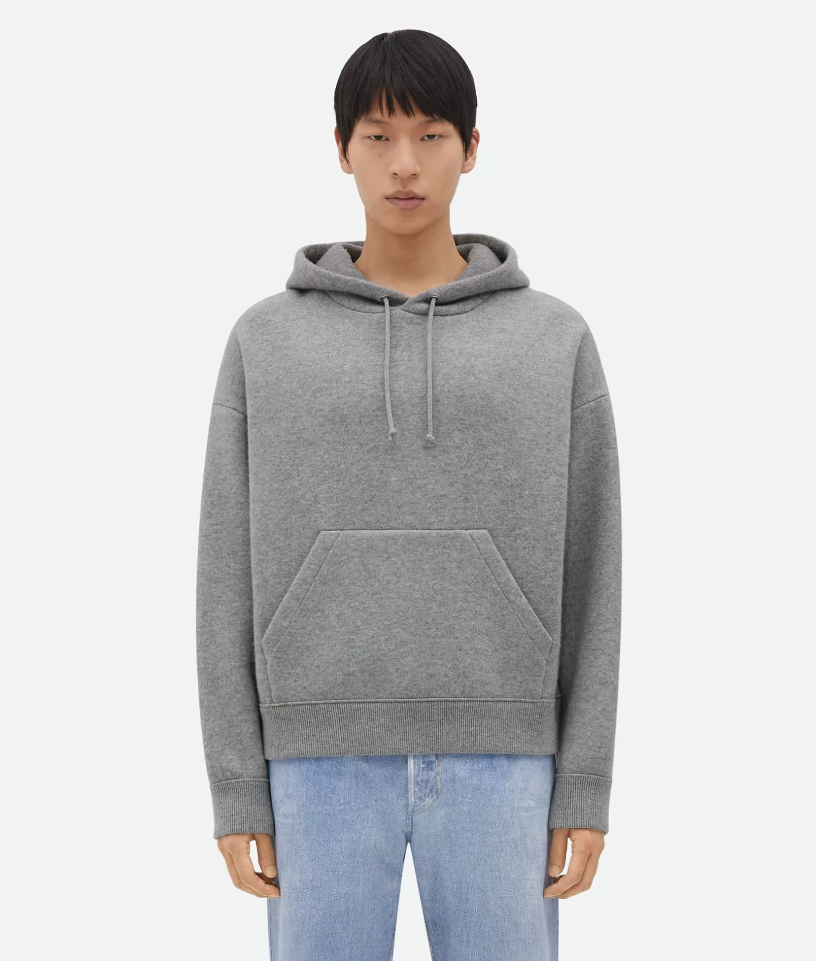 Knitwear>Bottega Veneta Cashmere Hoodie Light grey melange