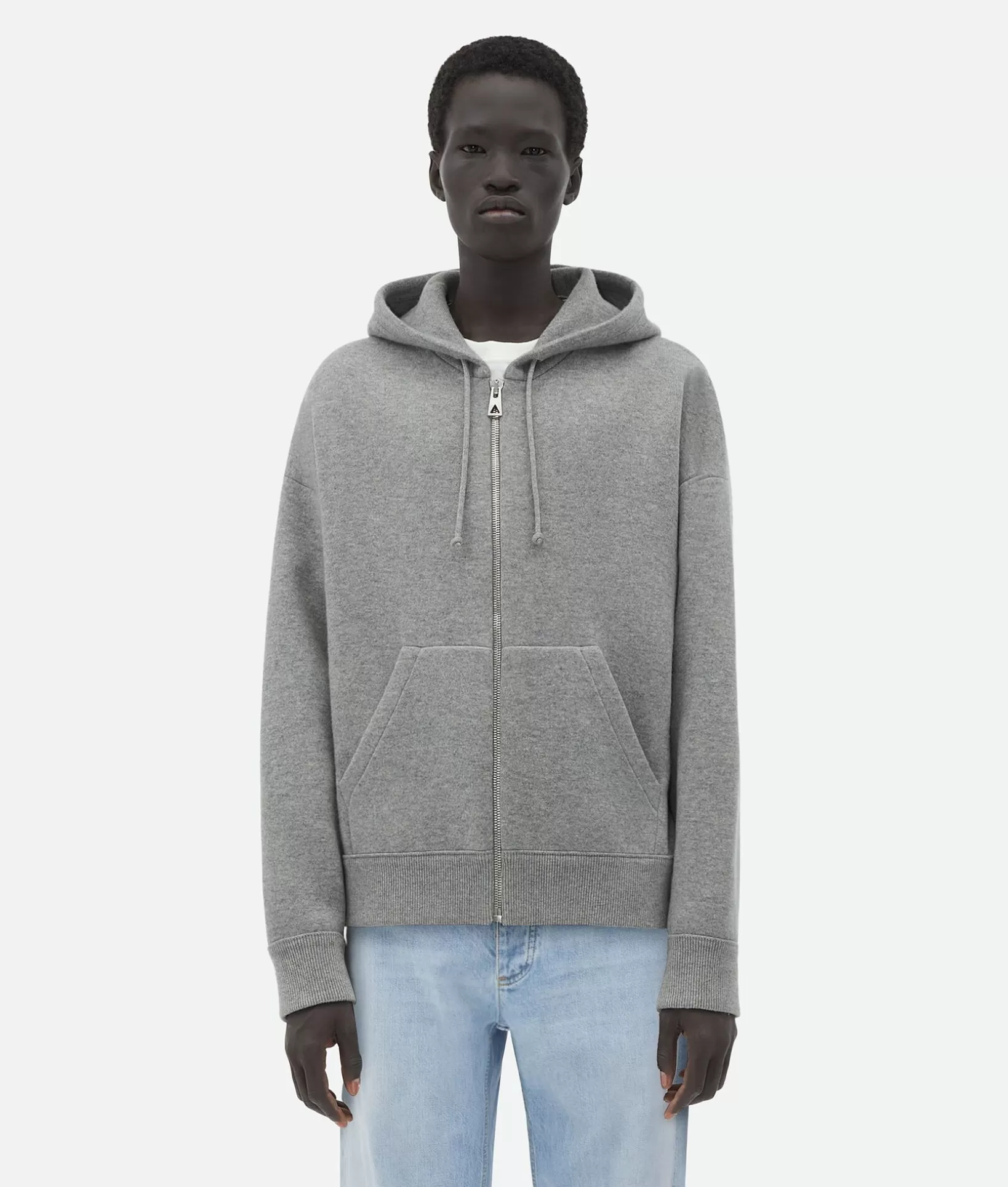 Knitwear>Bottega Veneta Cashmere Hoodie Light grey melange