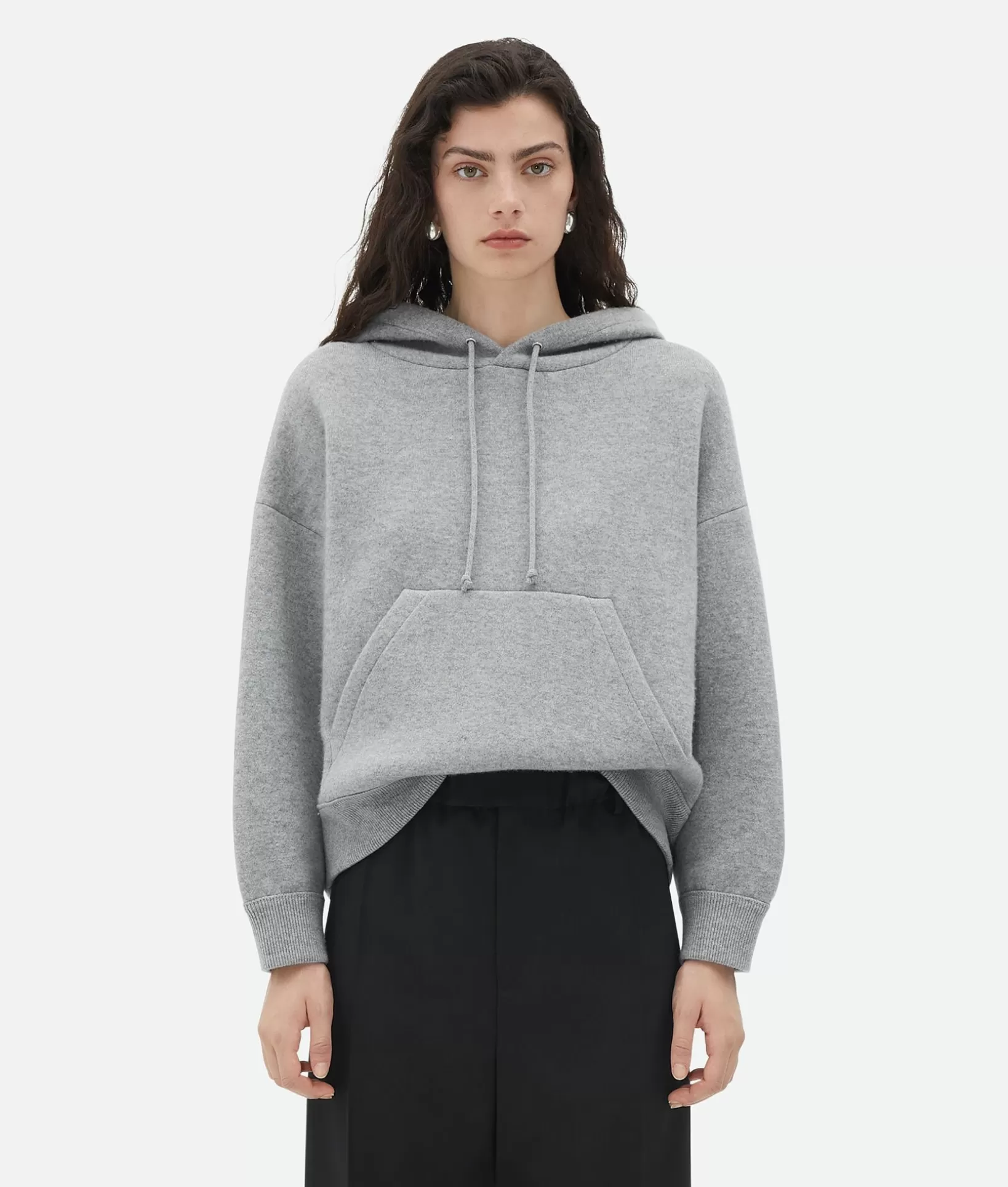 Knitwear>Bottega Veneta Cashmere Hoodie Light grey melange