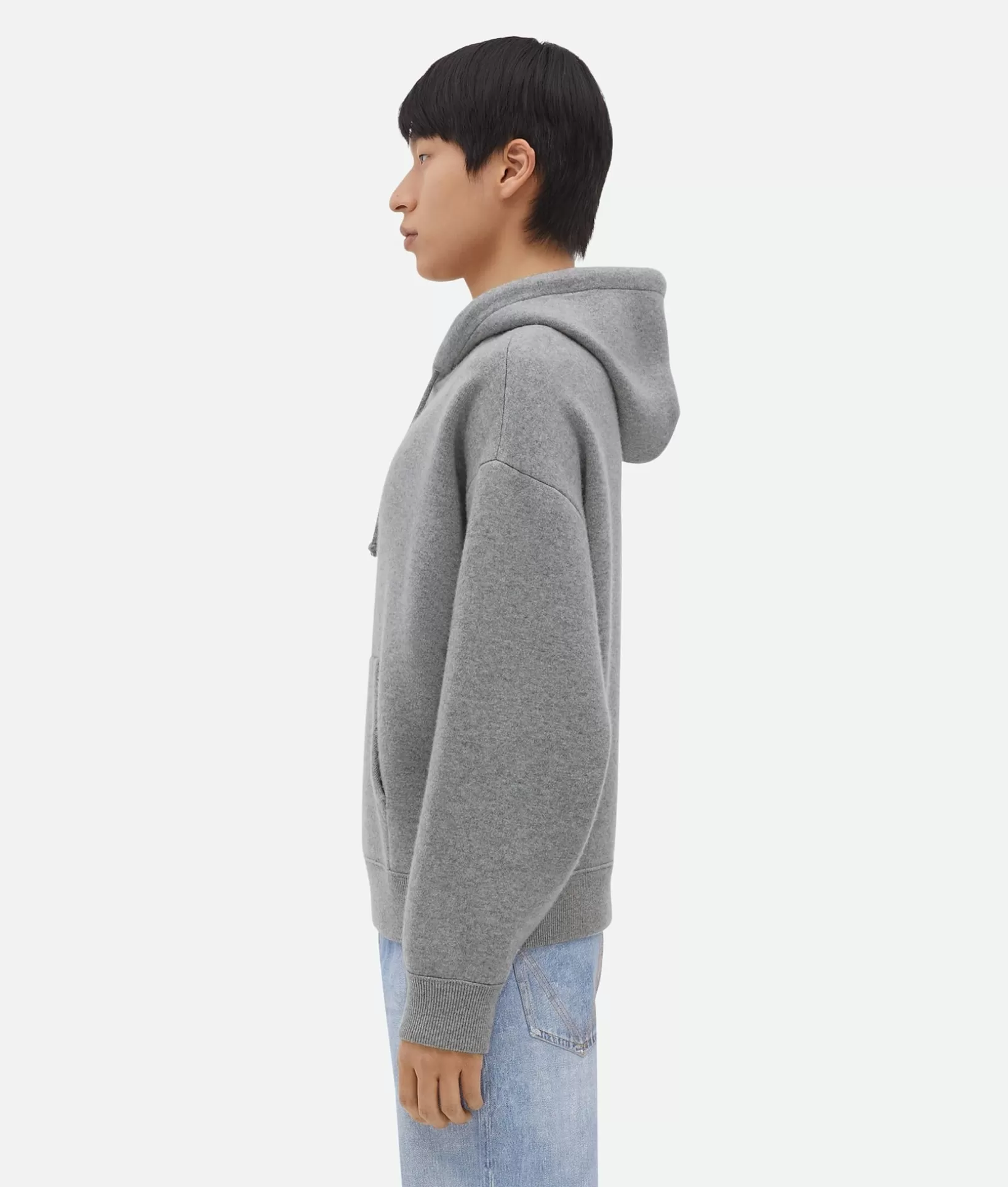 Knitwear>Bottega Veneta Cashmere Hoodie Light grey melange