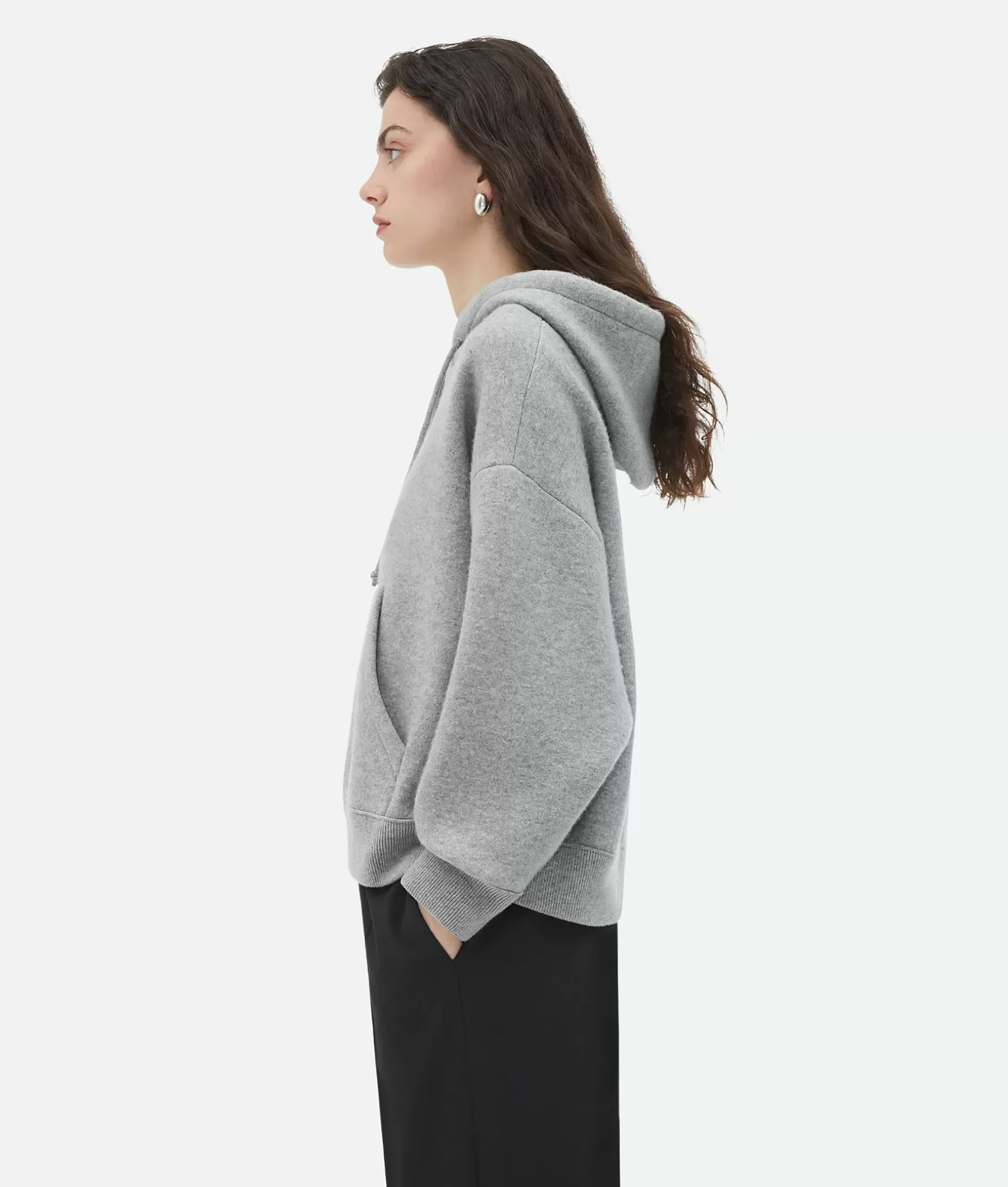 Knitwear>Bottega Veneta Cashmere Hoodie Light grey melange