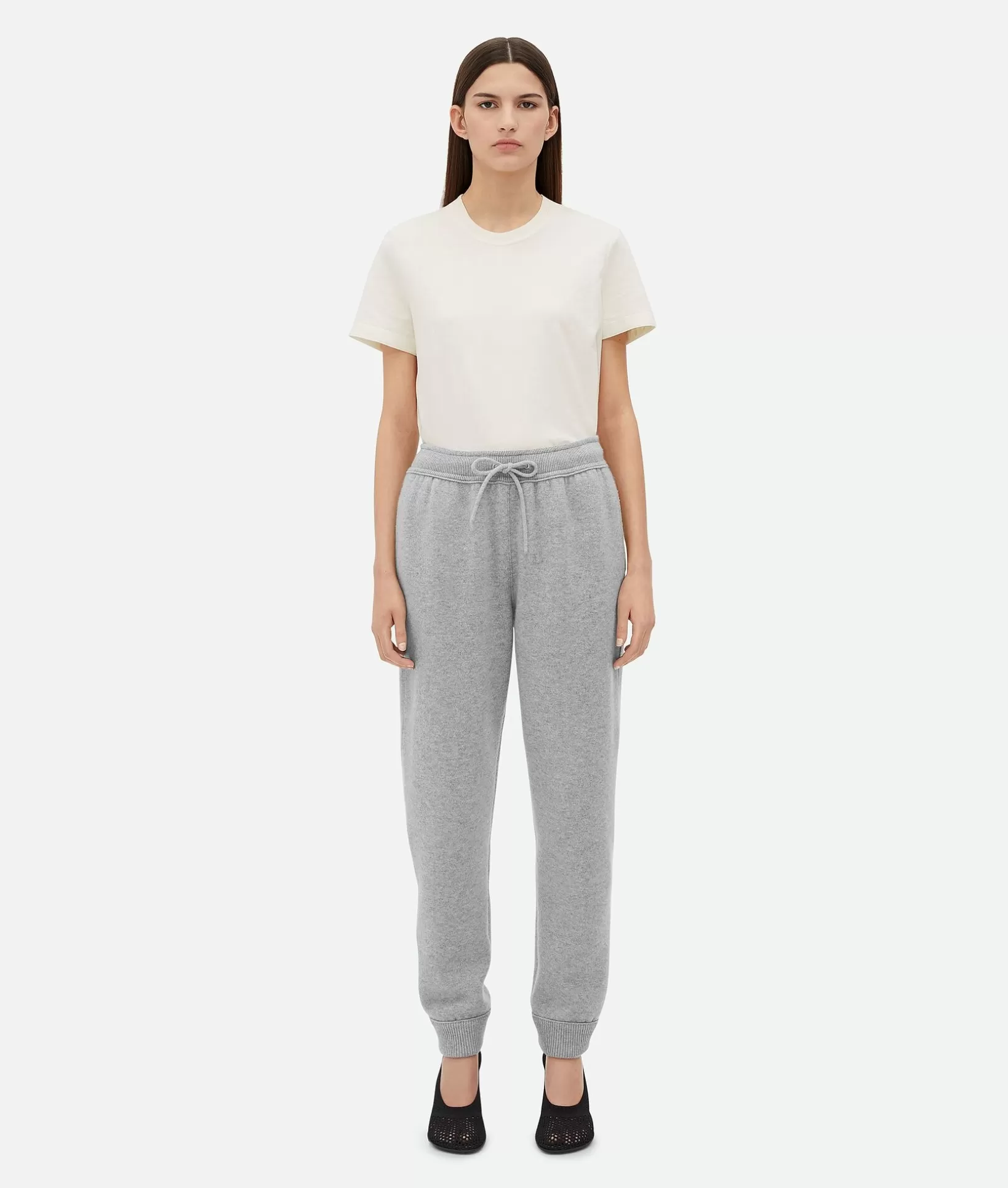 Trousers And Shorts>Bottega Veneta Cashmere Jogger Trousers Light grey melange