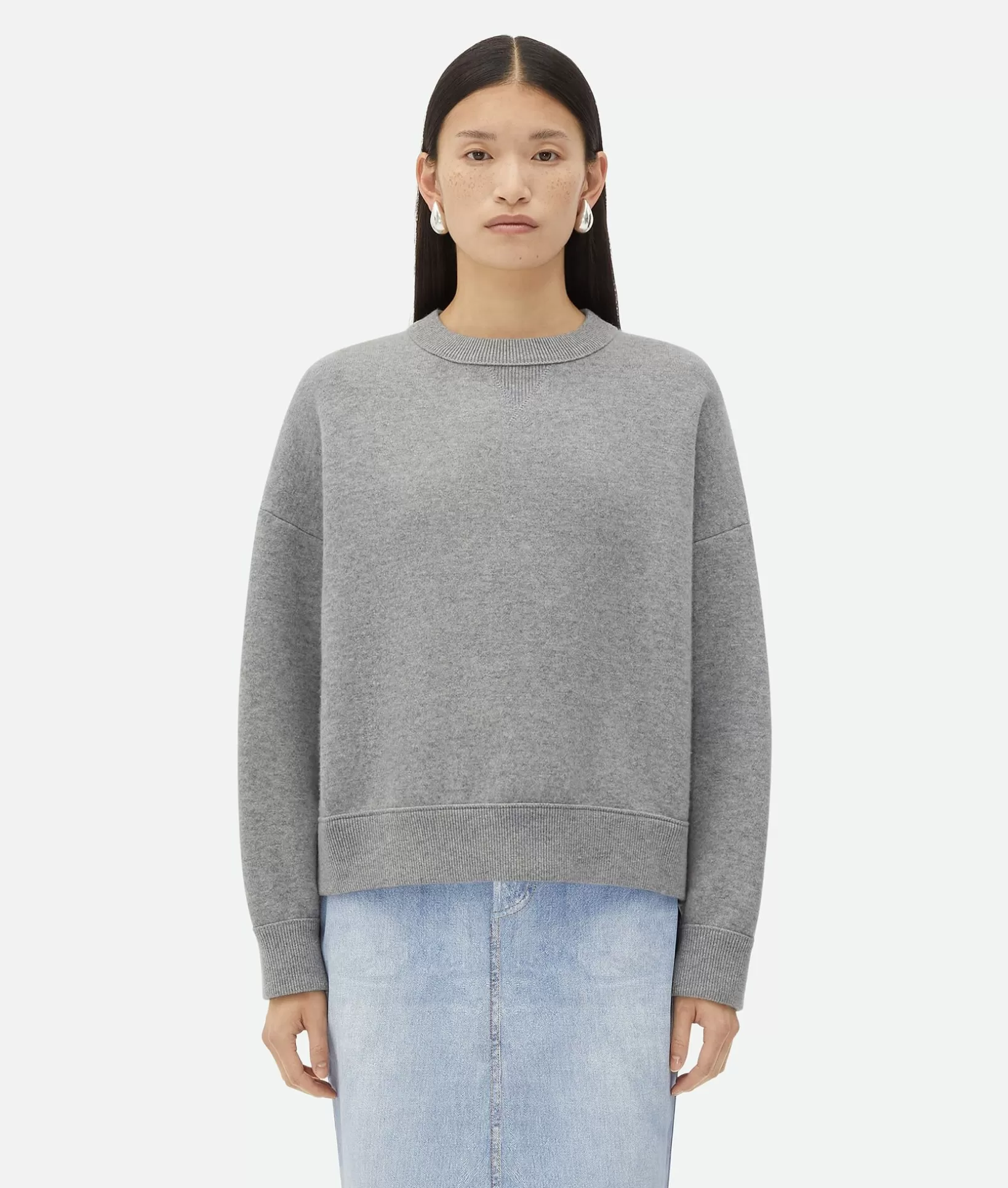 Knitwear>Bottega Veneta Cashmere Jumper Light grey melange