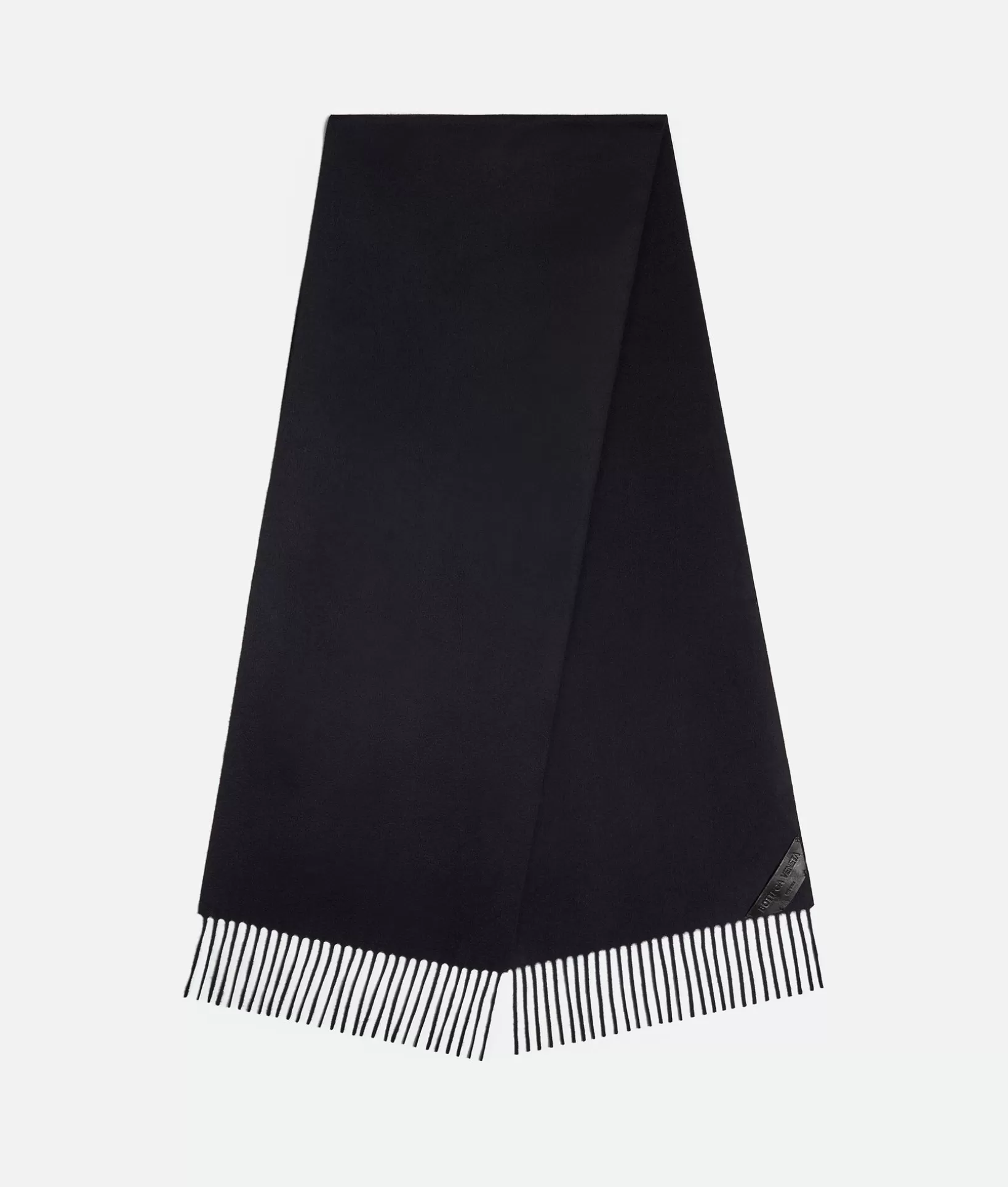 Scarves And Ties | Scarves>Bottega Veneta Cashmere Scarf With Leather Patch Navy melange