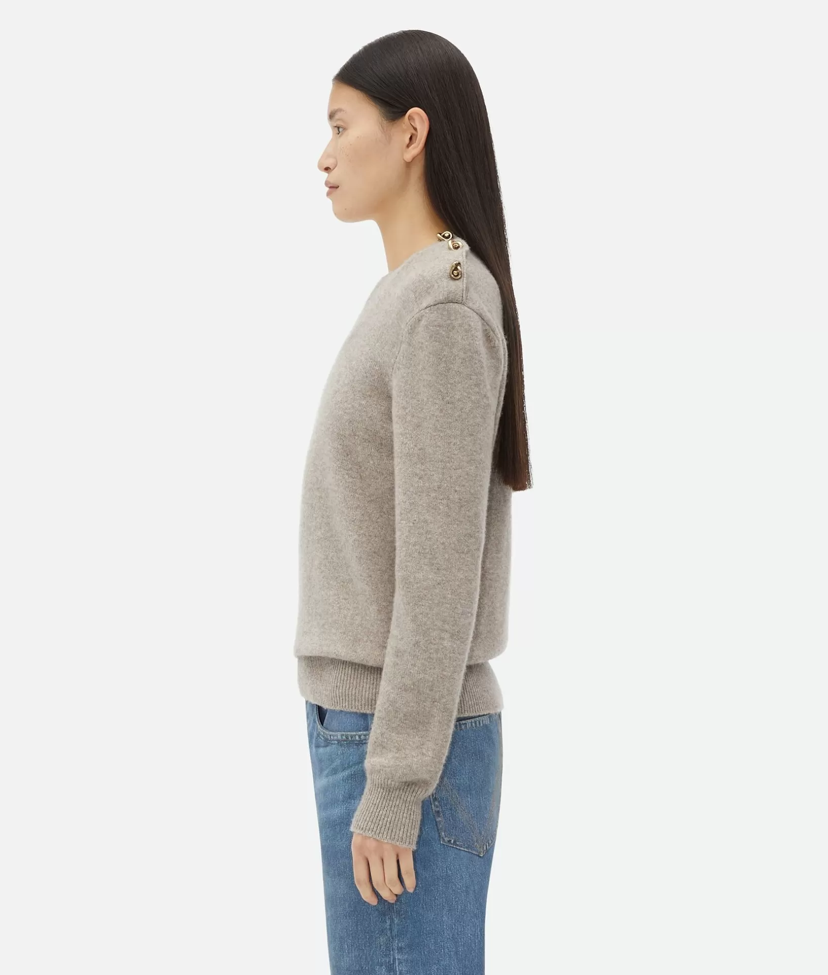 Knitwear>Bottega Veneta Cashmere Sweater With Knot Buttons Desert