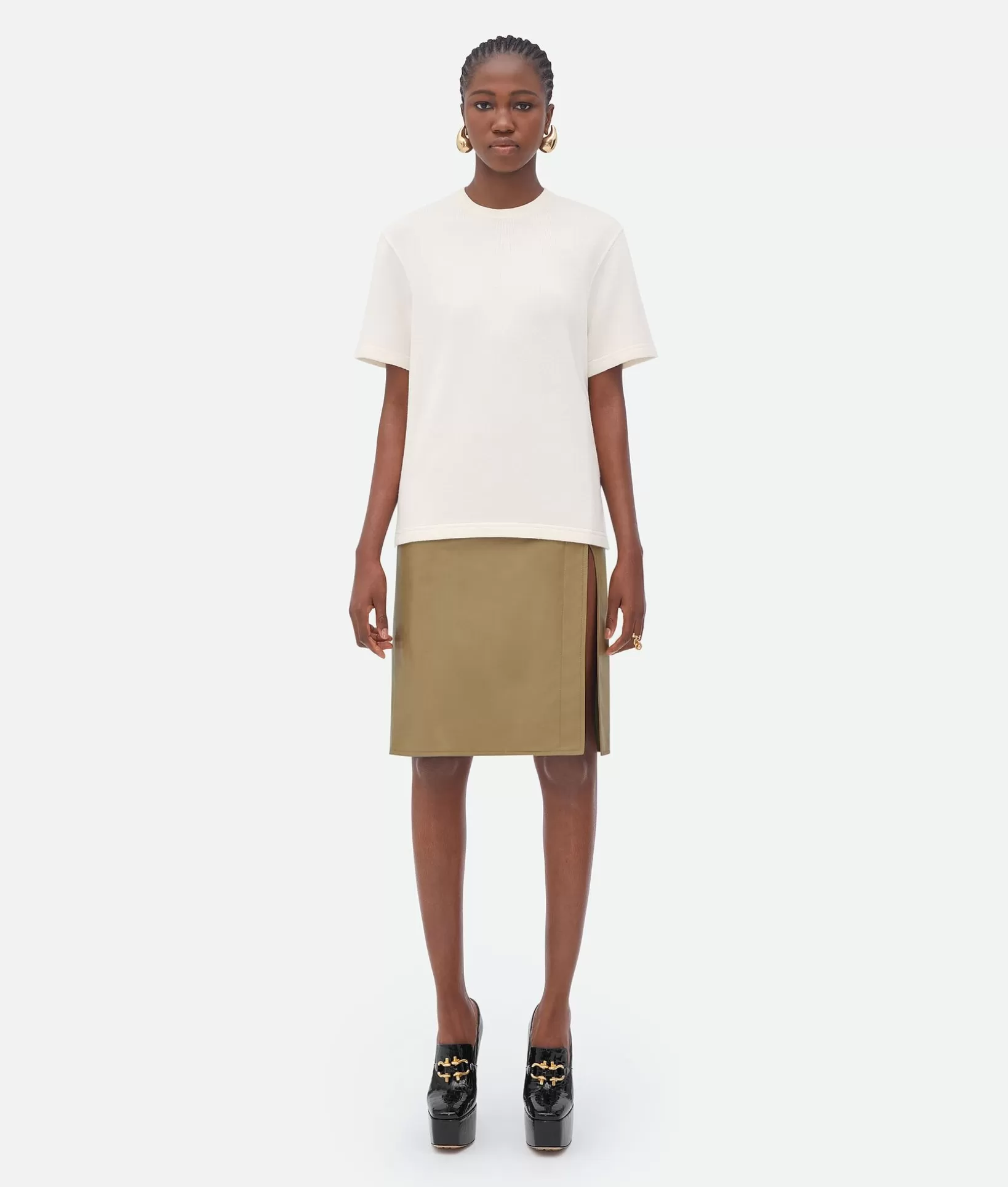 Tops And T-Shirts>Bottega Veneta Cashmere T-Shirt Chalk