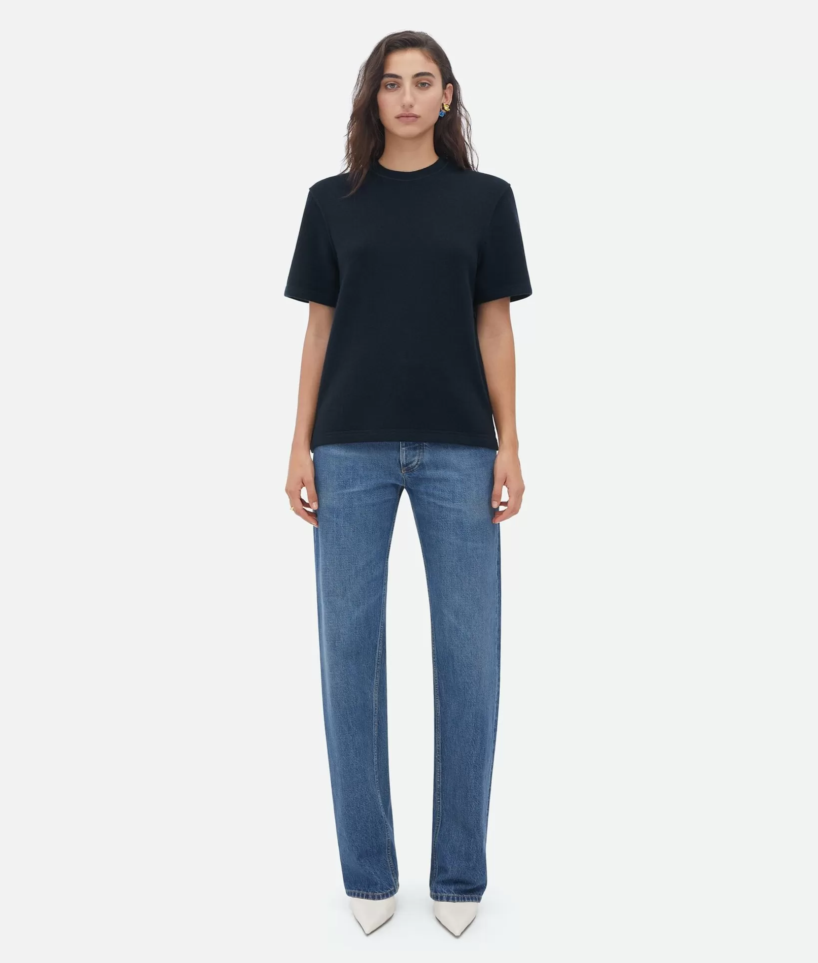 Tops And T-Shirts>Bottega Veneta Cashmere T-Shirt Midnight blue