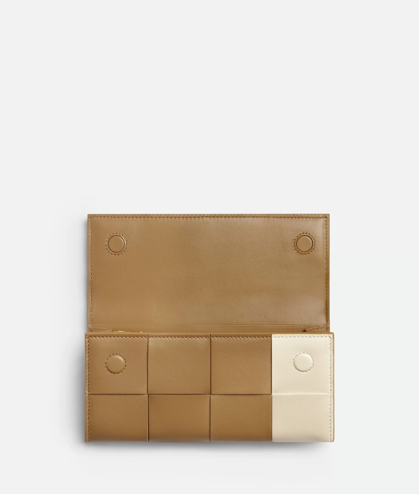 Long Wallets>Bottega Veneta Cassette Large Flap Wallet Dark praline / Sea salt