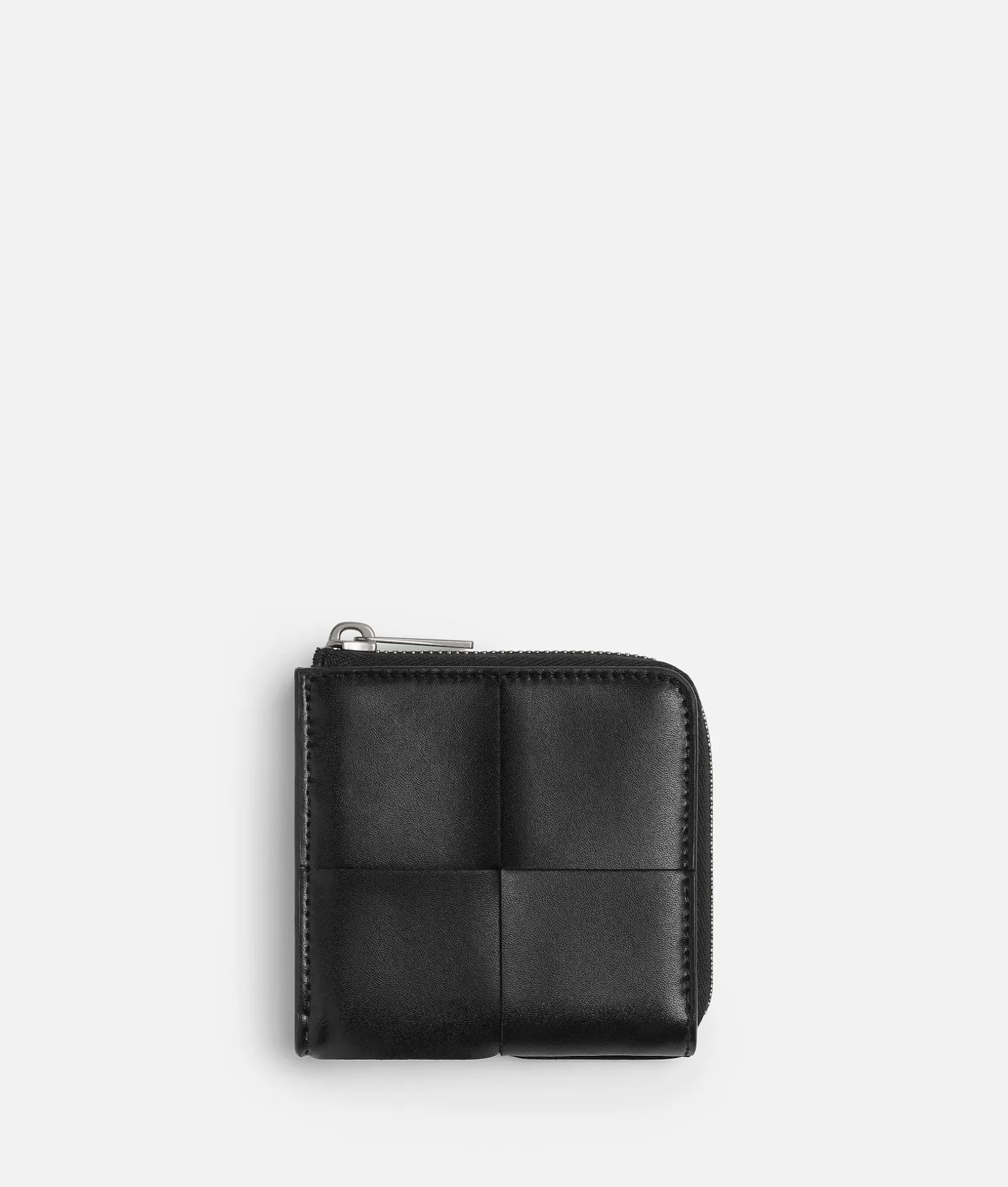 Small Wallets | Small Wallets>Bottega Veneta Cassette Square Compact Zip Around Wallet Black