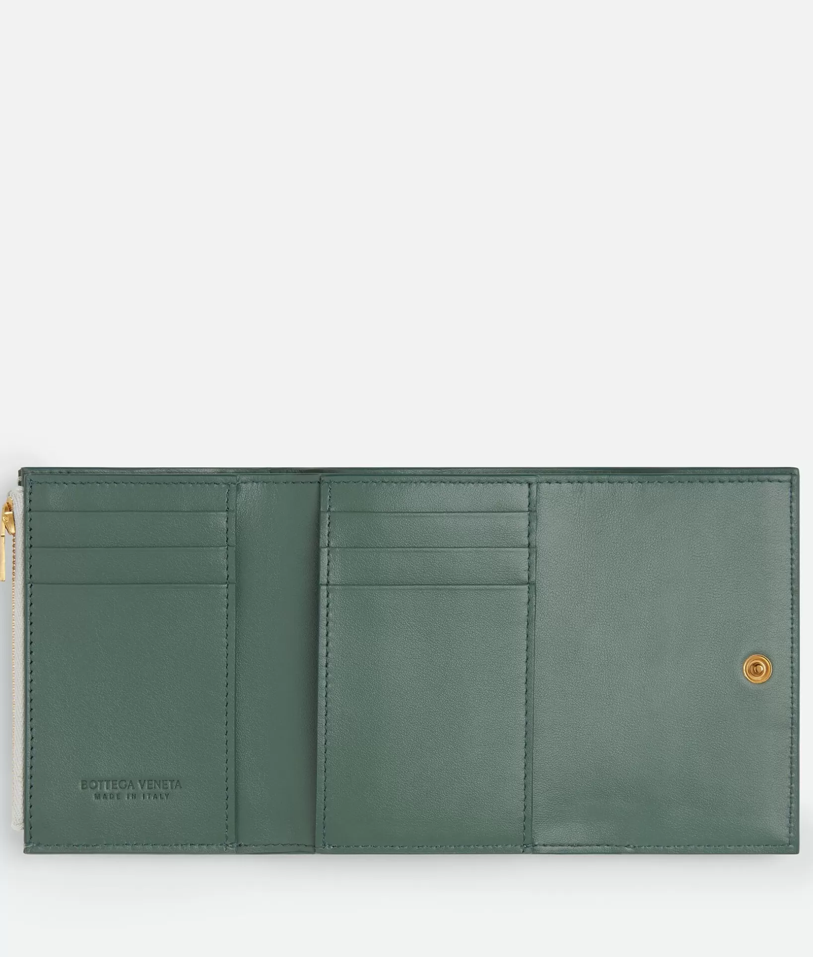 Small Wallets>Bottega Veneta Cassette Tri-Fold Zip Wallet Agate grey / Aloe