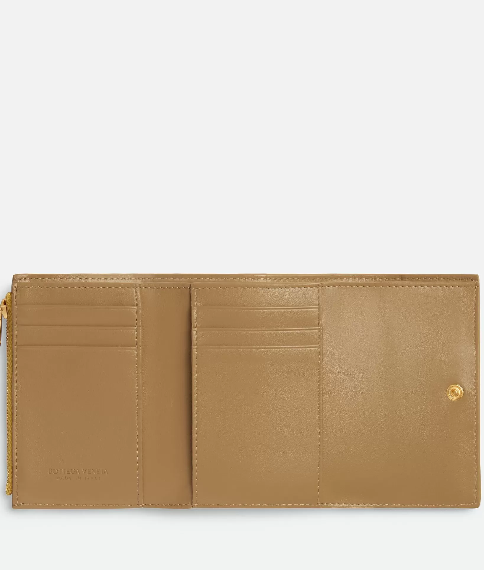 Small Wallets>Bottega Veneta Cassette Tri-Fold Zip Wallet Dark praline / Sea salt