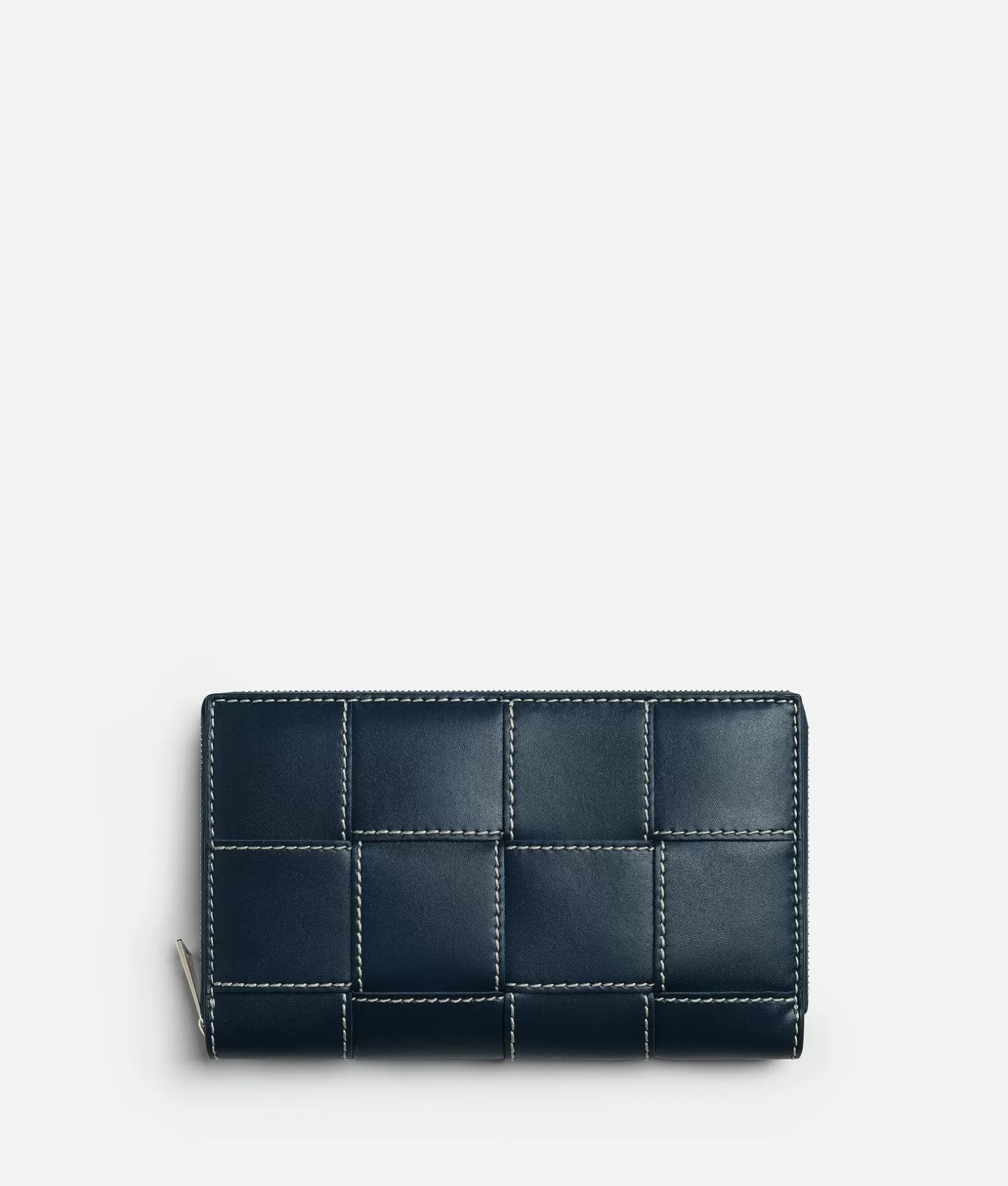 Long Wallets>Bottega Veneta Cassette Zip Around Wallet Deep blue/natural