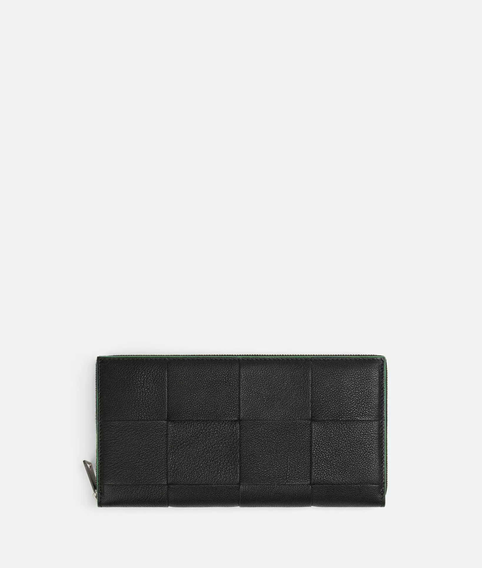 Long Wallets>Bottega Veneta Cassette Zip Around Wallet Black / Parakeet