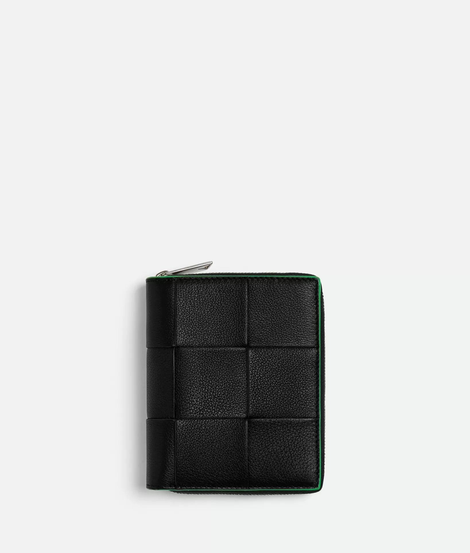 Small Wallets>Bottega Veneta Cassette Zip Around Wallet Black/parakeet