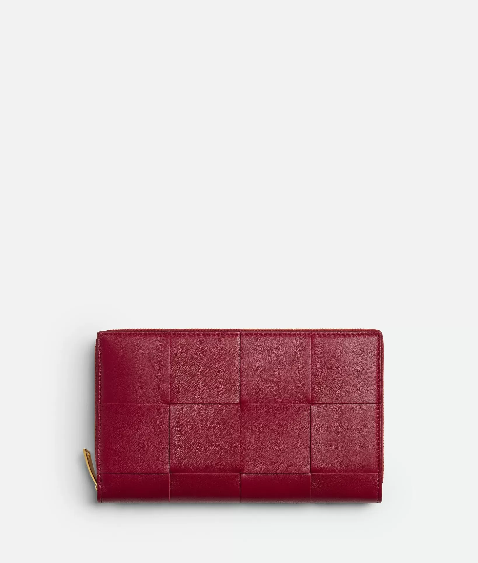 Long Wallets>Bottega Veneta Cassette Zip Around Wallet Dark red / Bliss washed