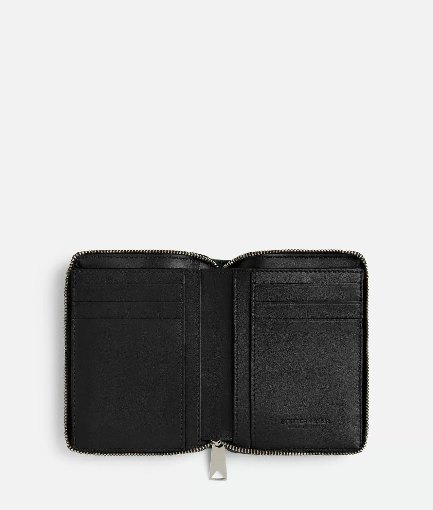 Small Wallets>Bottega Veneta Cassette Zip Around Wallet Black/parakeet