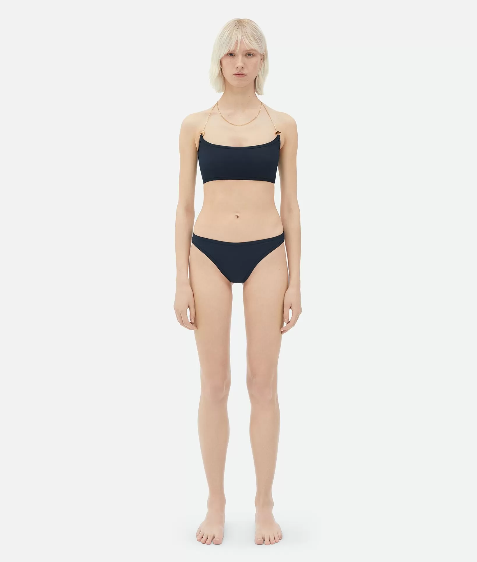 Swimwear>Bottega Veneta Chains Stretch Nylon Bikini Navy