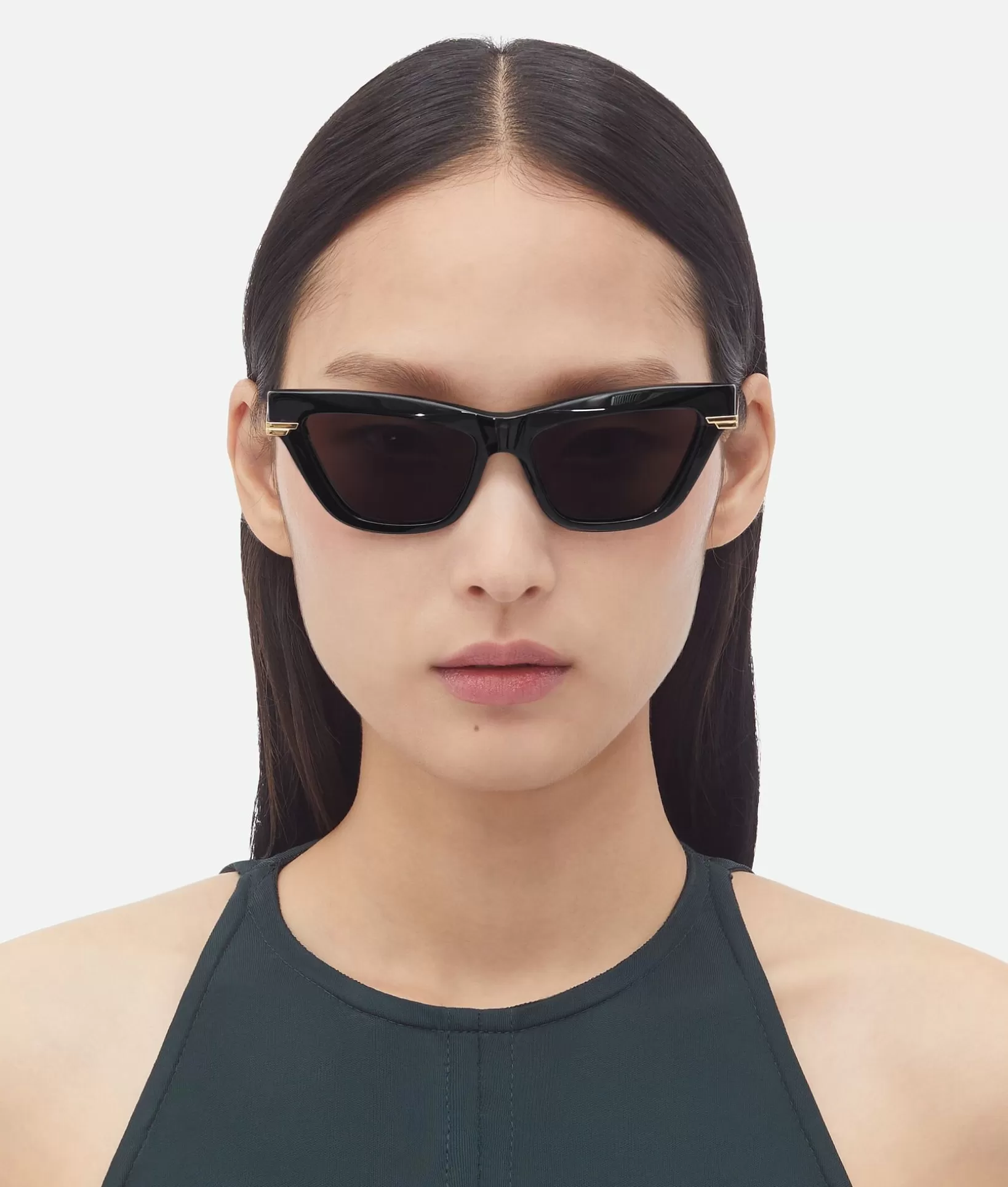 Sunglasses | Sunglasses>Bottega Veneta Classic Acetate Cat Eye Sunglasses Black/gold/grey