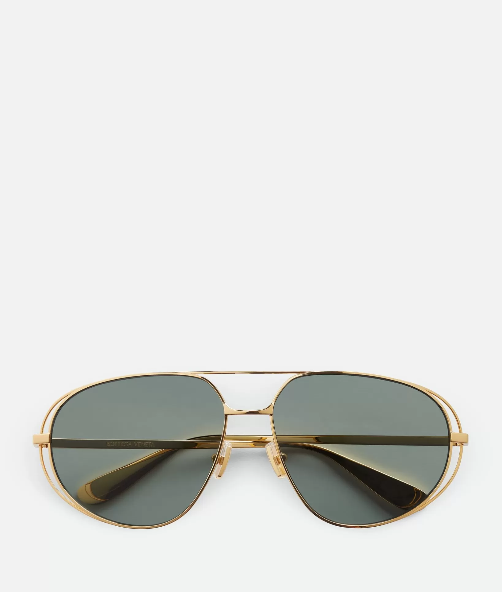 Sunglasses | Sunglasses>Bottega Veneta Classic Aviator Sunglasses Gold/green