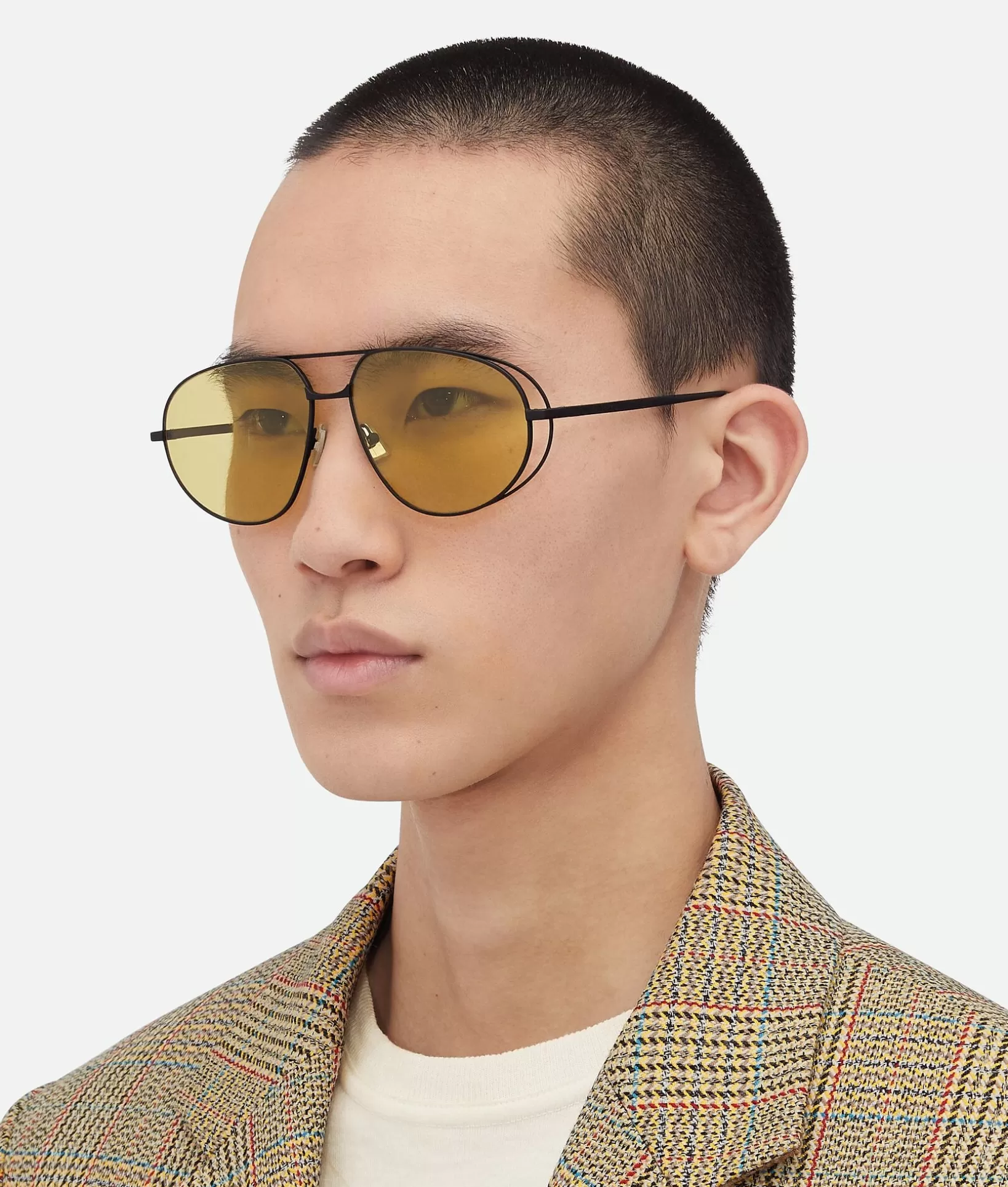 Sunglasses | Sunglasses>Bottega Veneta Classic Aviator Sunglasses Black/yellow