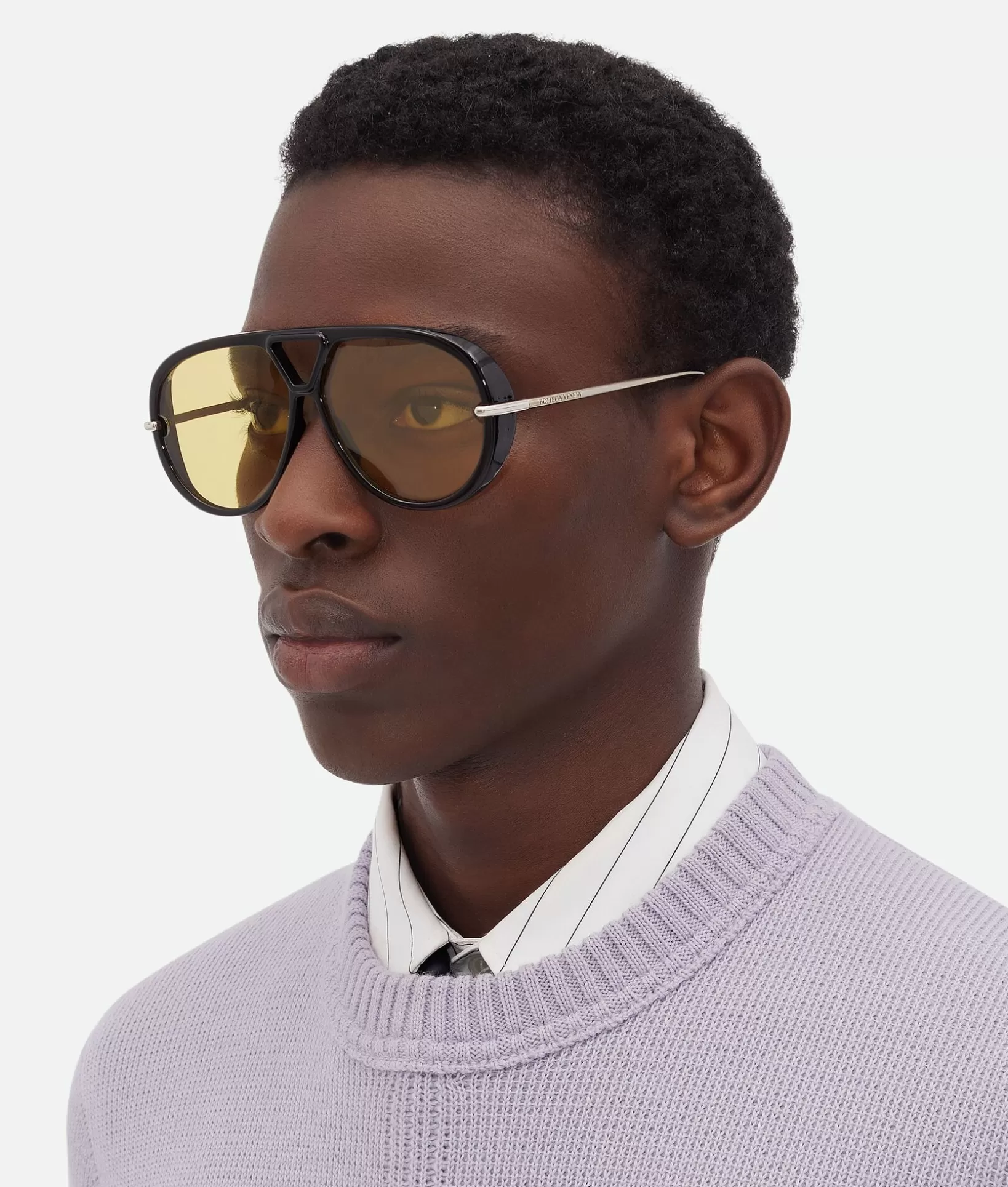 Sunglasses | Sunglasses>Bottega Veneta Classic Aviator Sunglasses Black/yellow