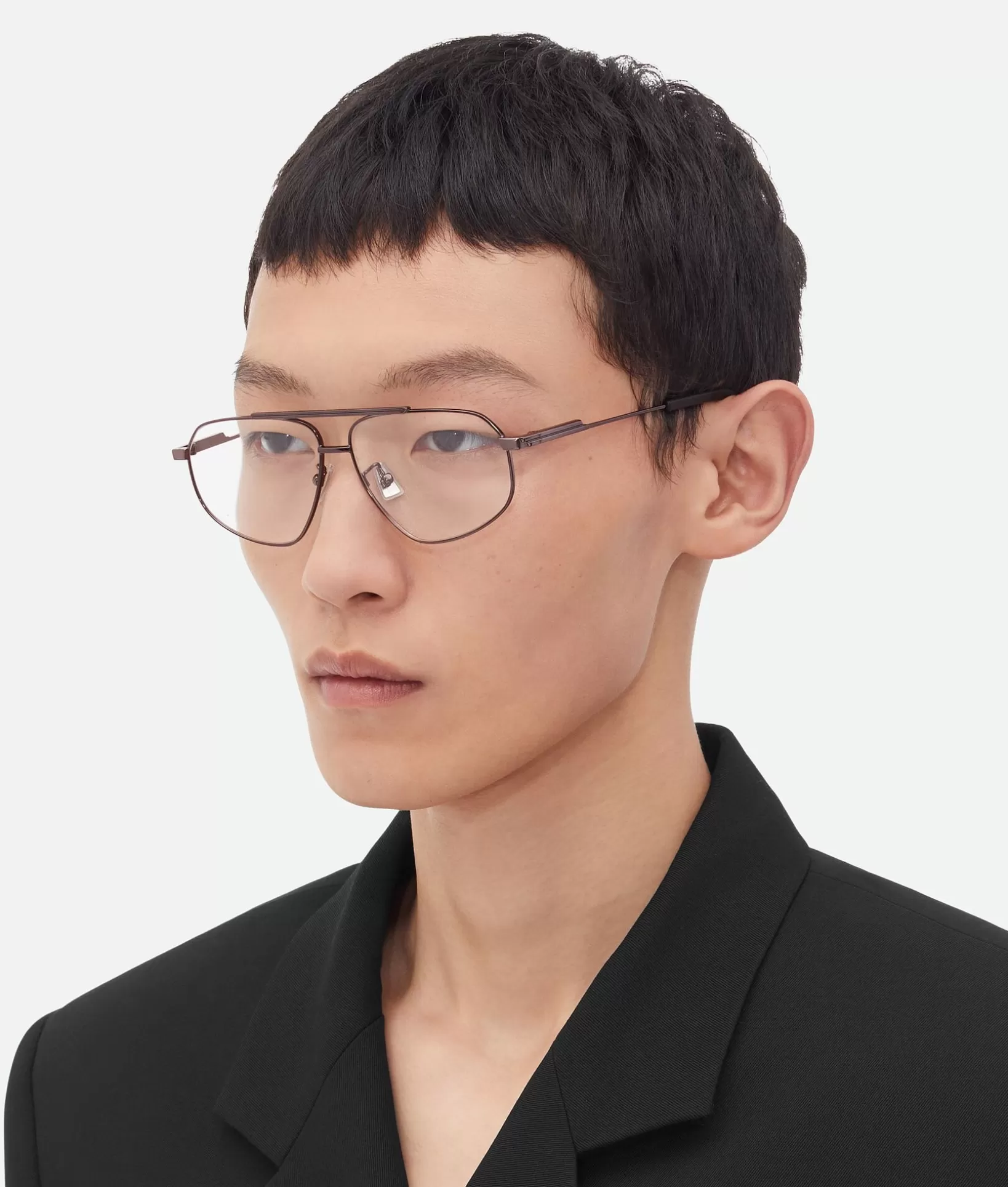 Opticals | Opticals>Bottega Veneta Classic Metal Aviator Eyeglasses Ruthenium/transparent