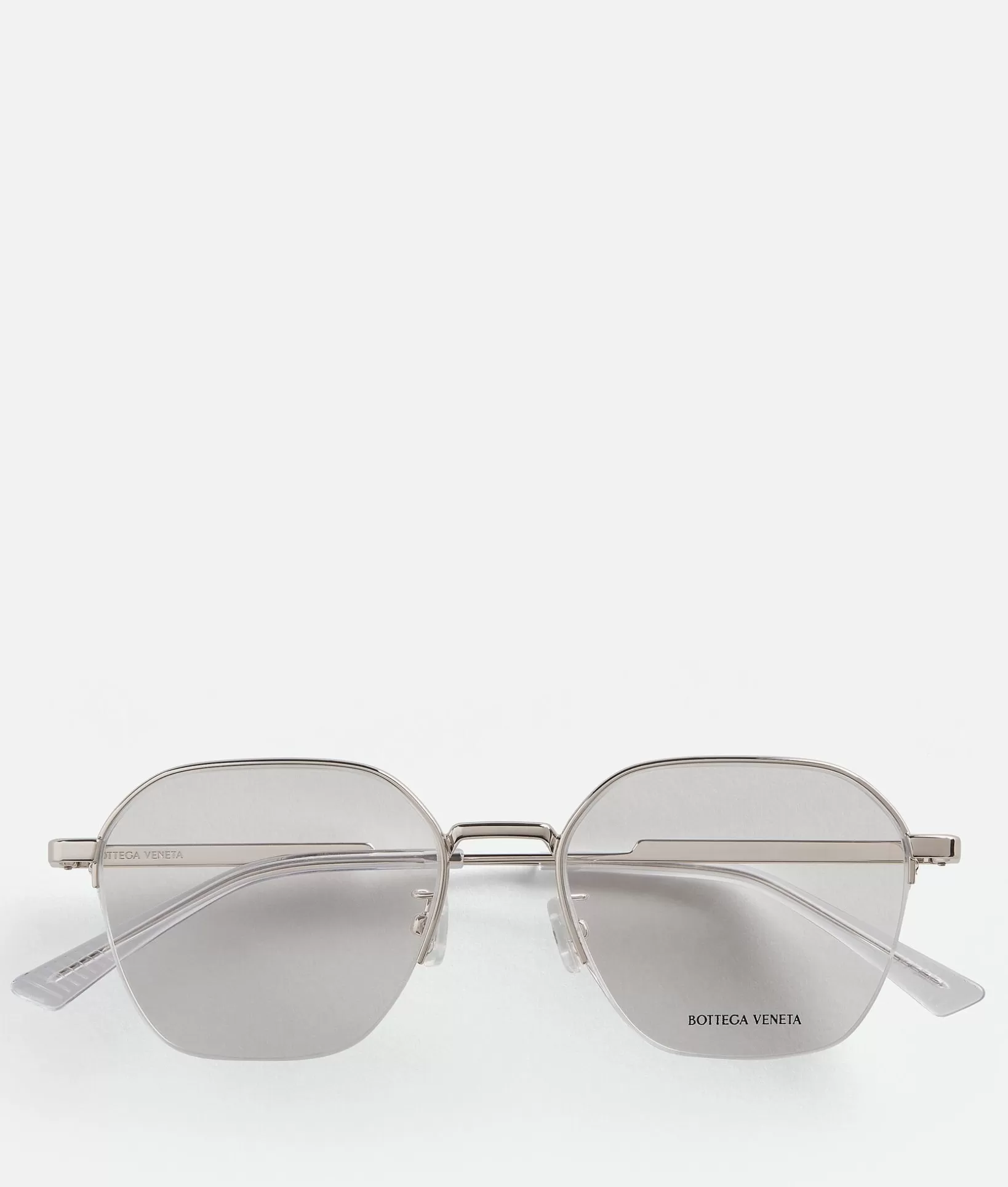 Opticals | Opticals>Bottega Veneta Classic Metal Semi Rimless Panthos Eyeglasses Silver/transparent