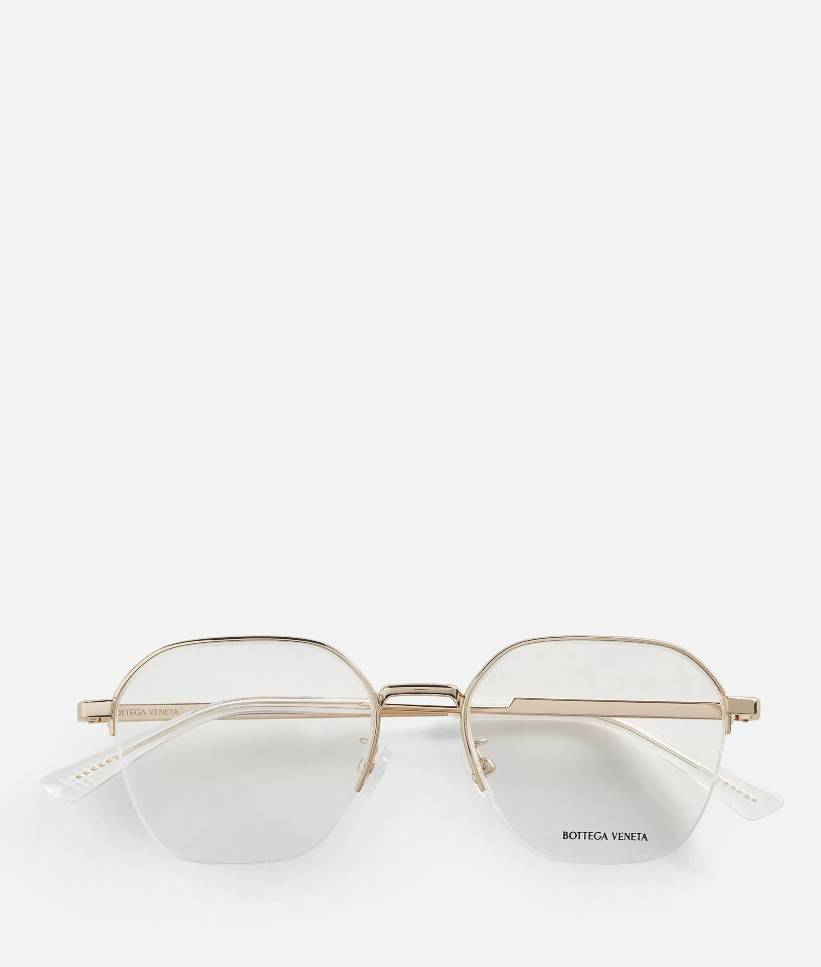 Opticals | Opticals>Bottega Veneta Classic Metal Semi Rimless Panthos Eyeglasses Gold/transparent