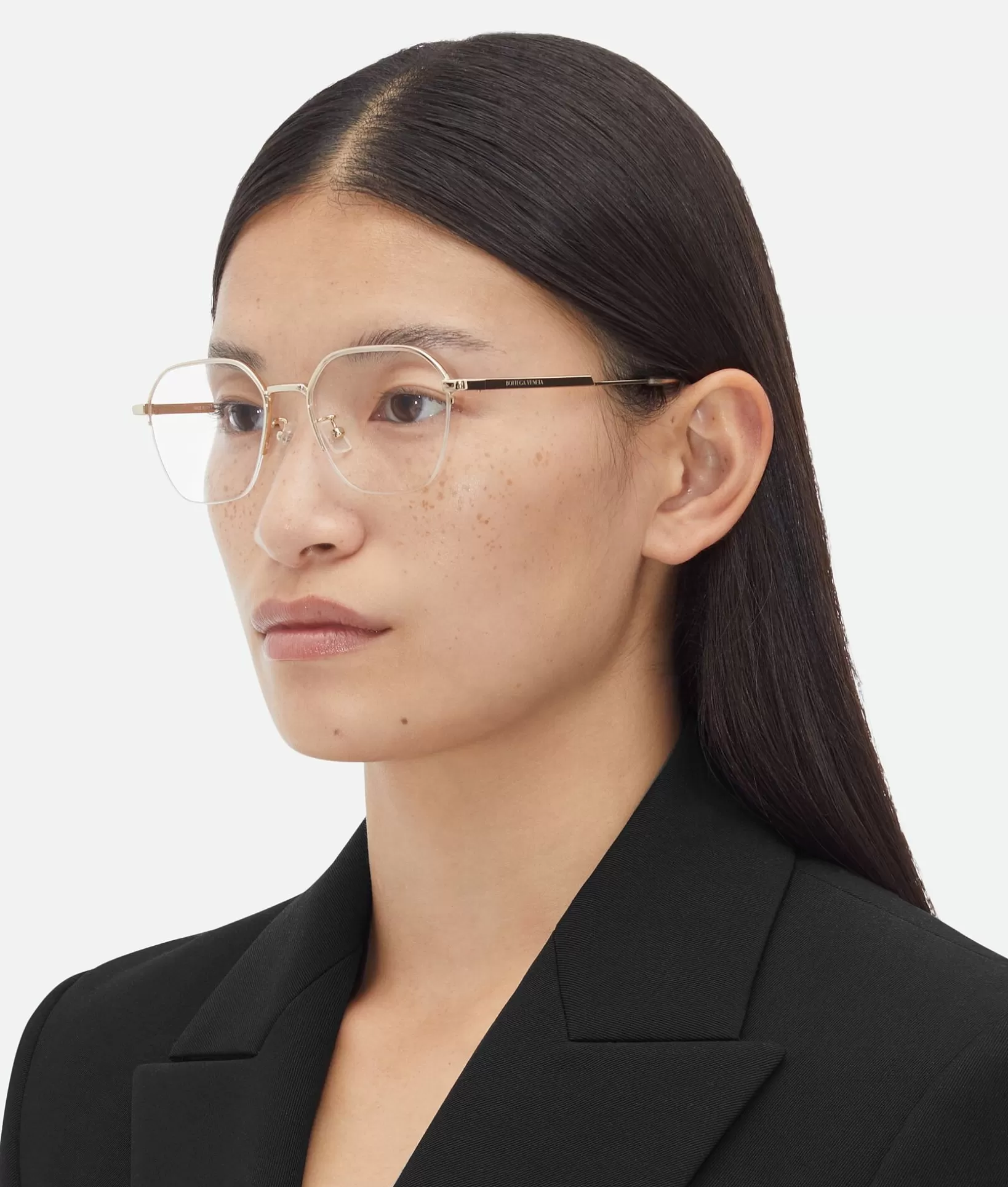 Opticals | Opticals>Bottega Veneta Classic Metal Semi Rimless Panthos Eyeglasses Gold/transparent