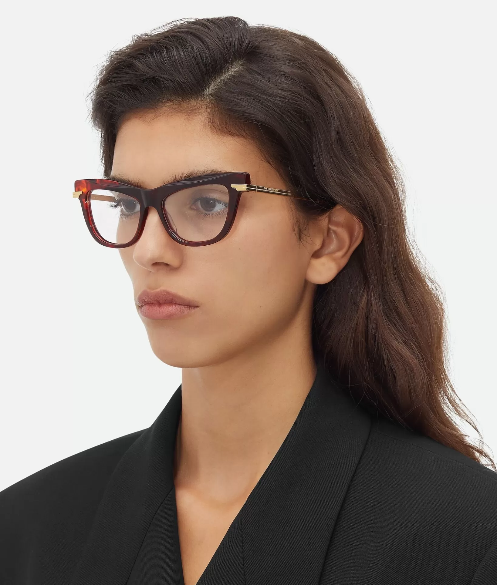 Opticals>Bottega Veneta Classic Recycled Acetate Cat Eye Eyeglasses Havana/transparent